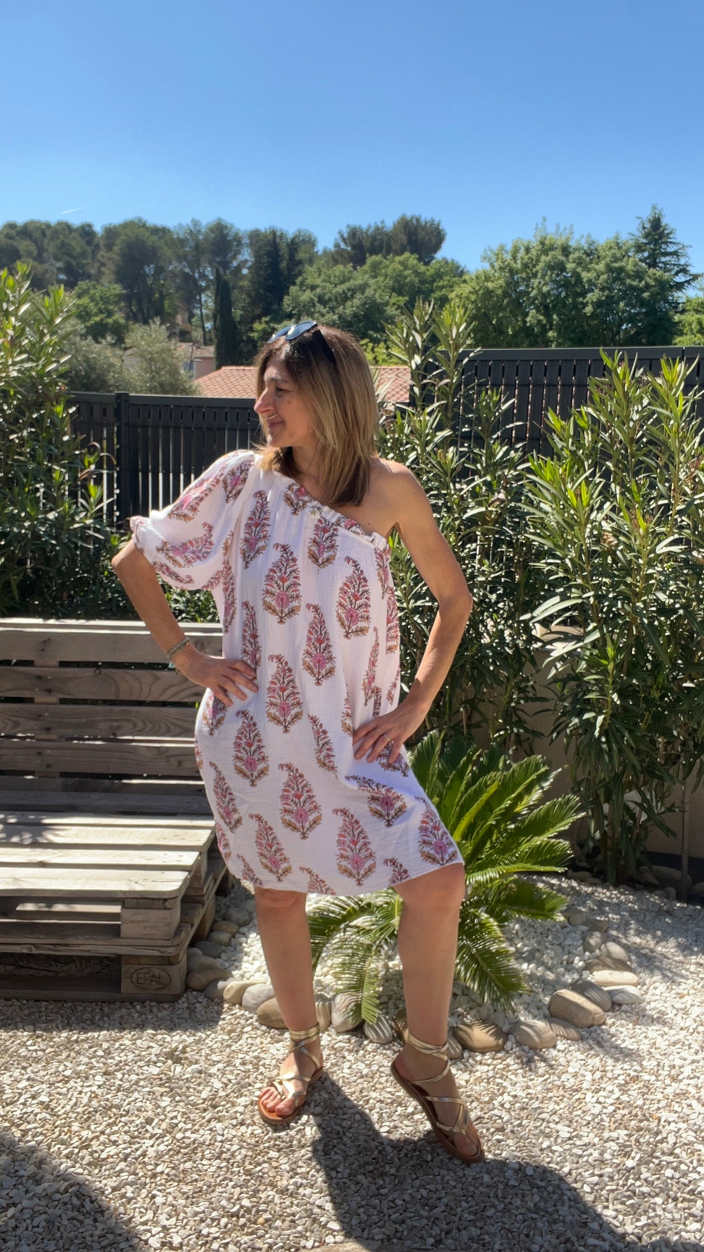 Robe asymétrique "FEUILLAGE"