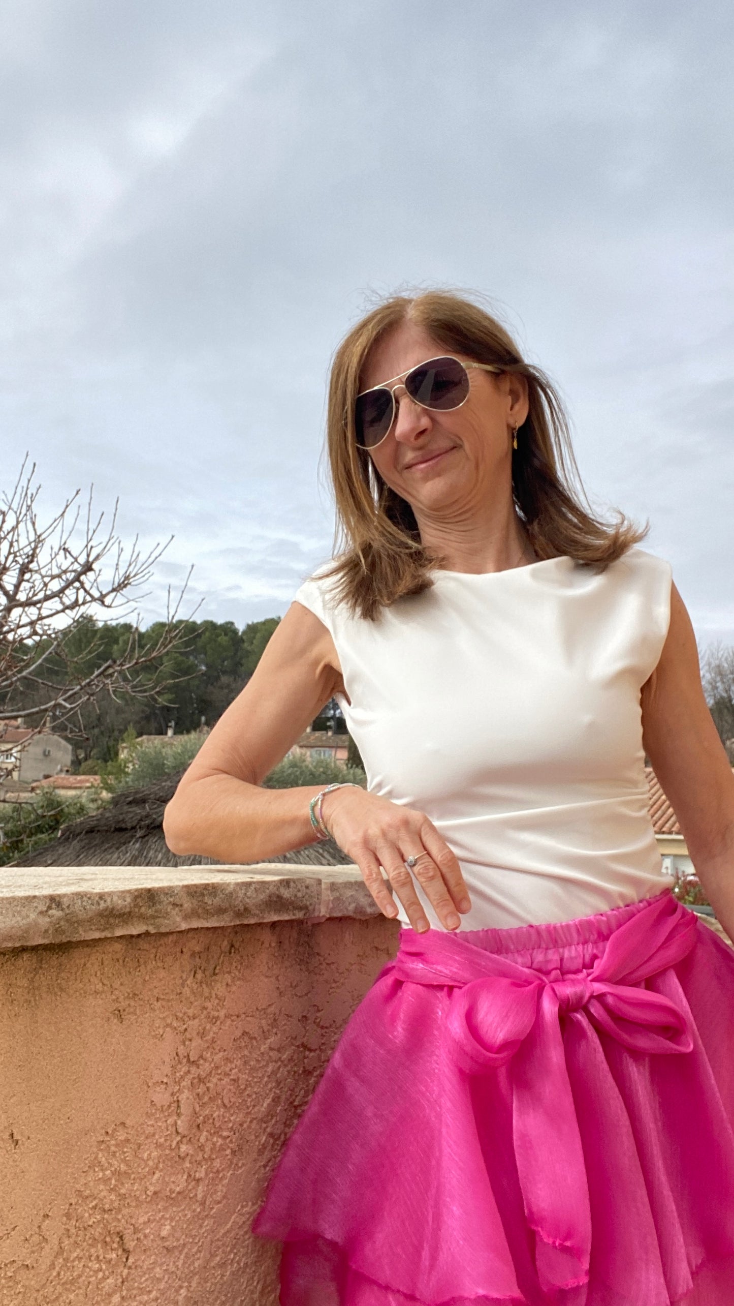 Jupe fluide fuchsia "Céleste"