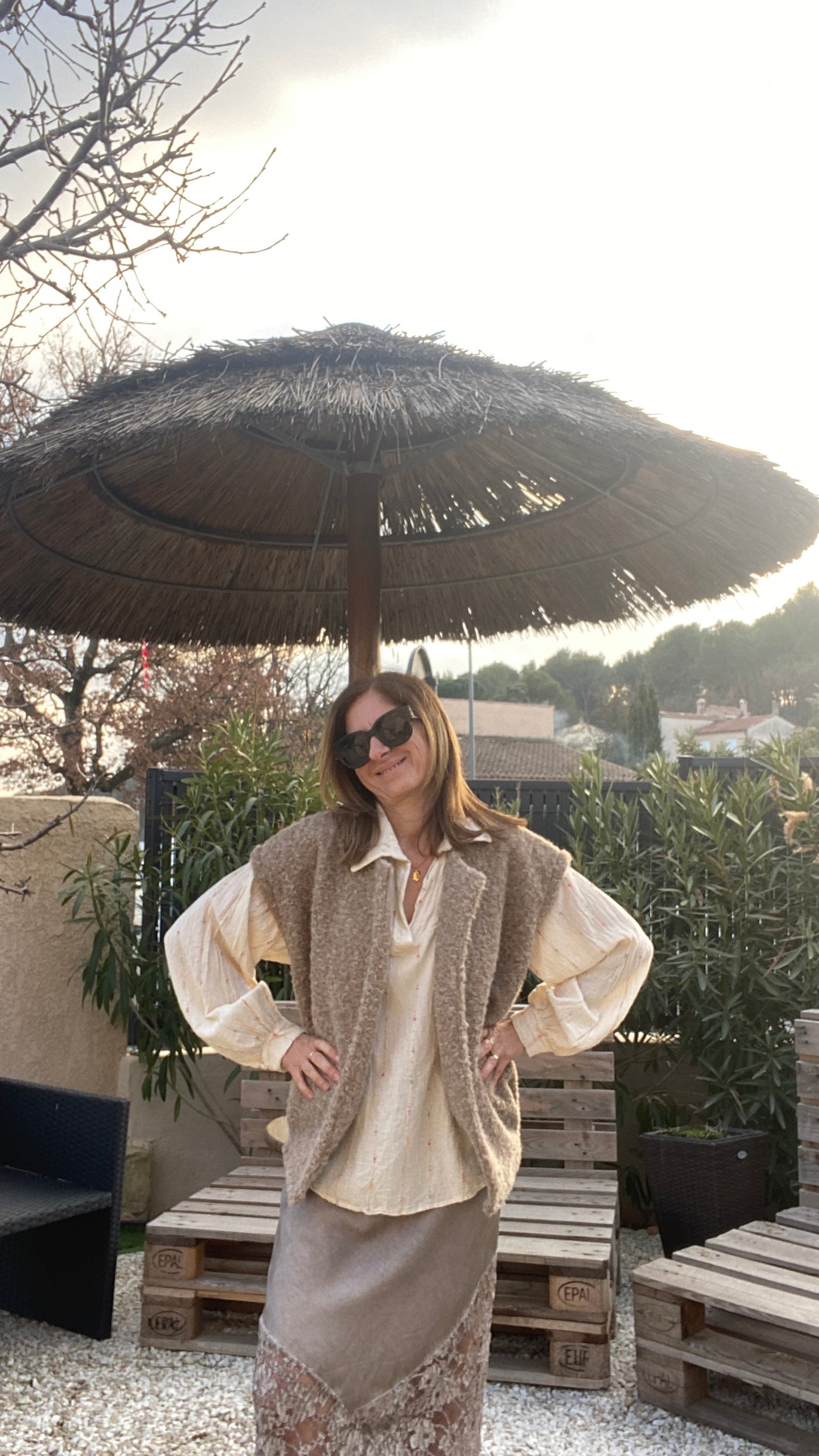 Jupe longue "Clarence" beige