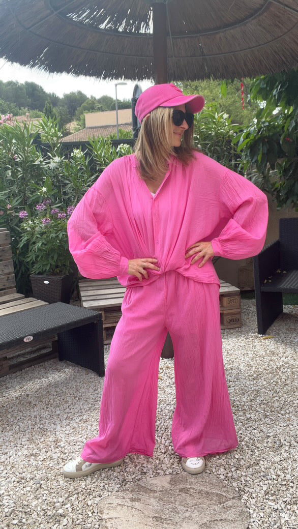 Pantalon fluide rose fuchsia "RIO"