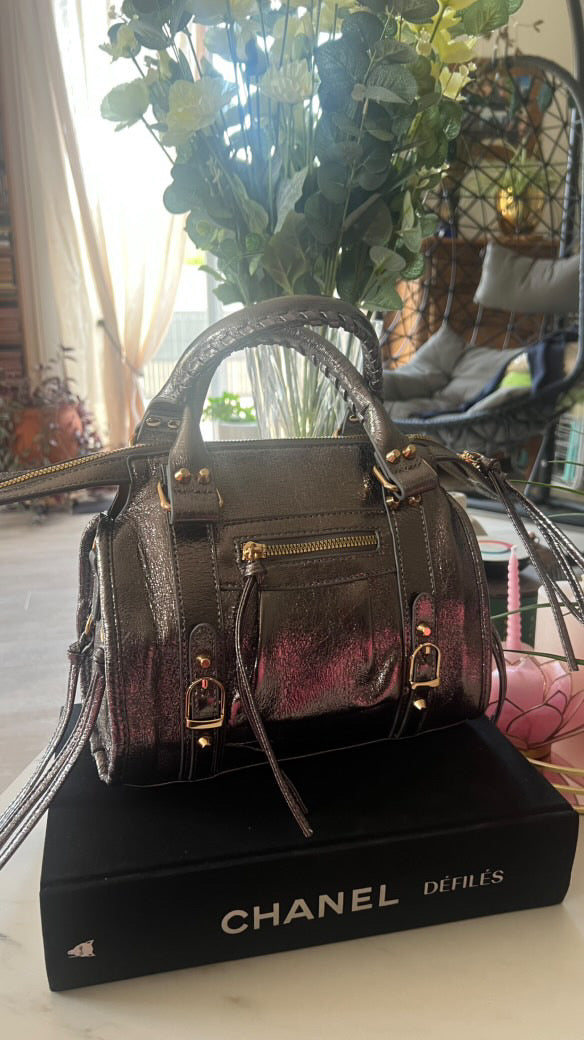 Sac gris argenté Similicuir "Bella"