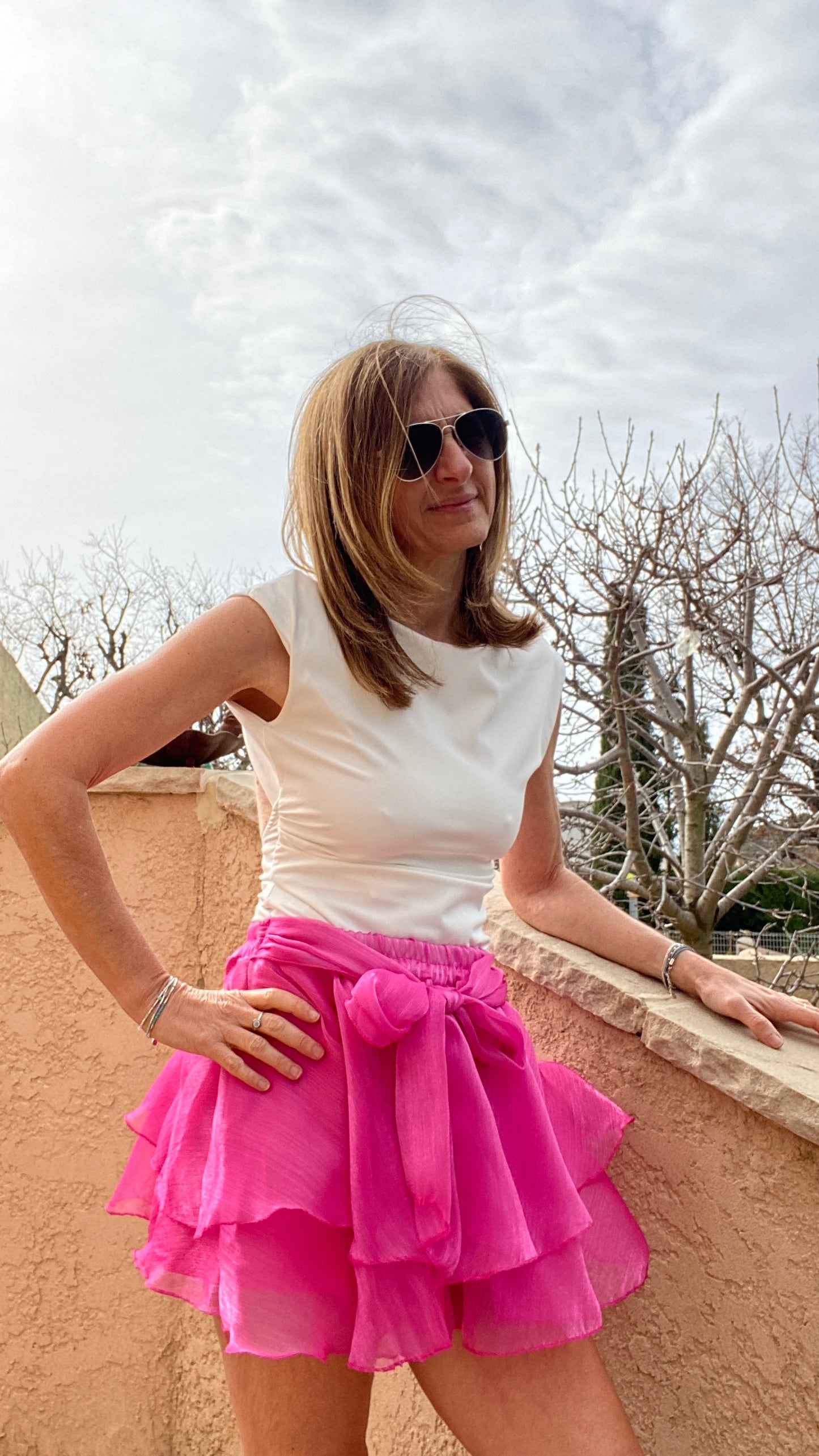 Jupe fluide fuchsia "Céleste"