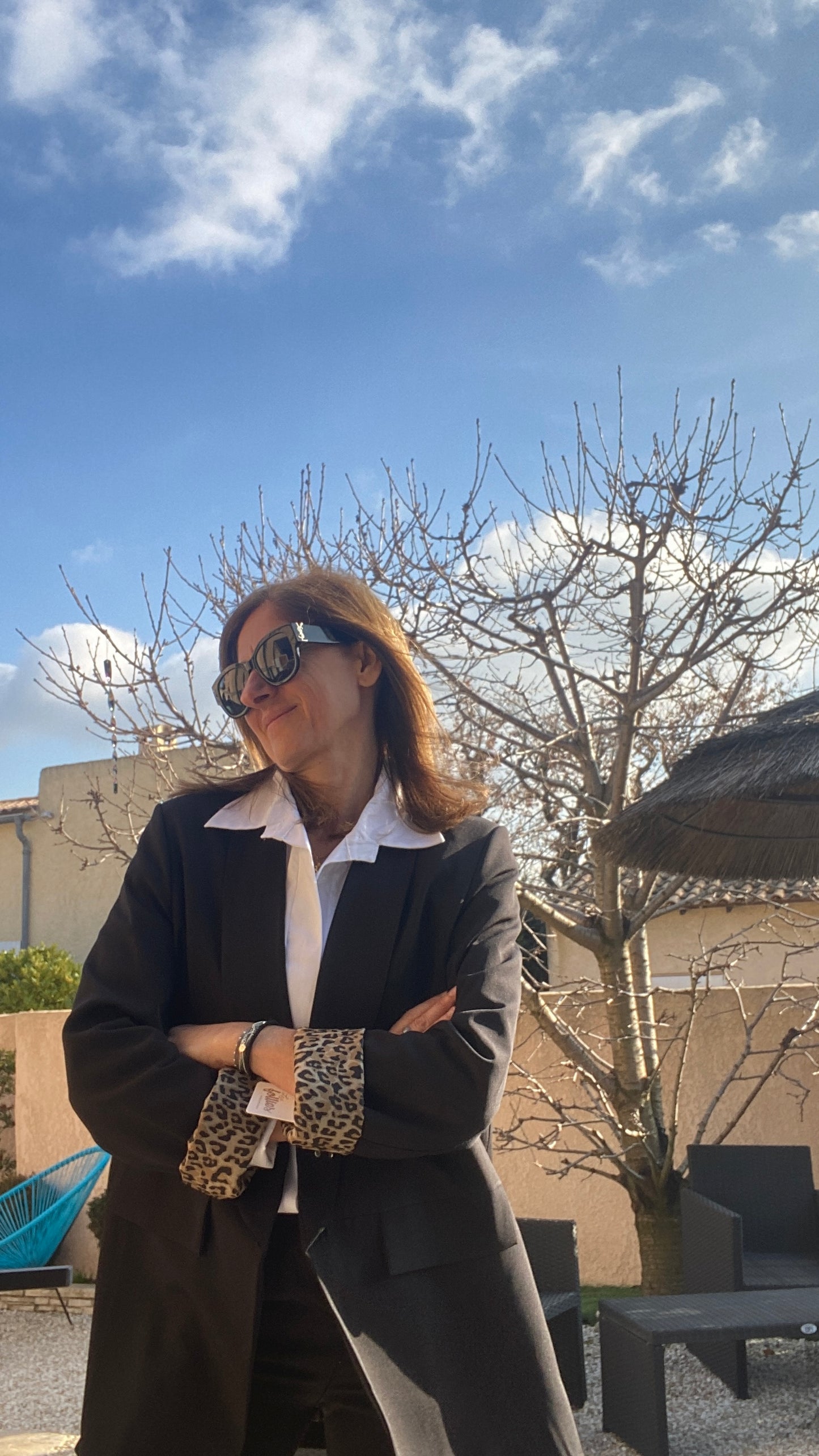 Blazer noir revers Léopard Marion