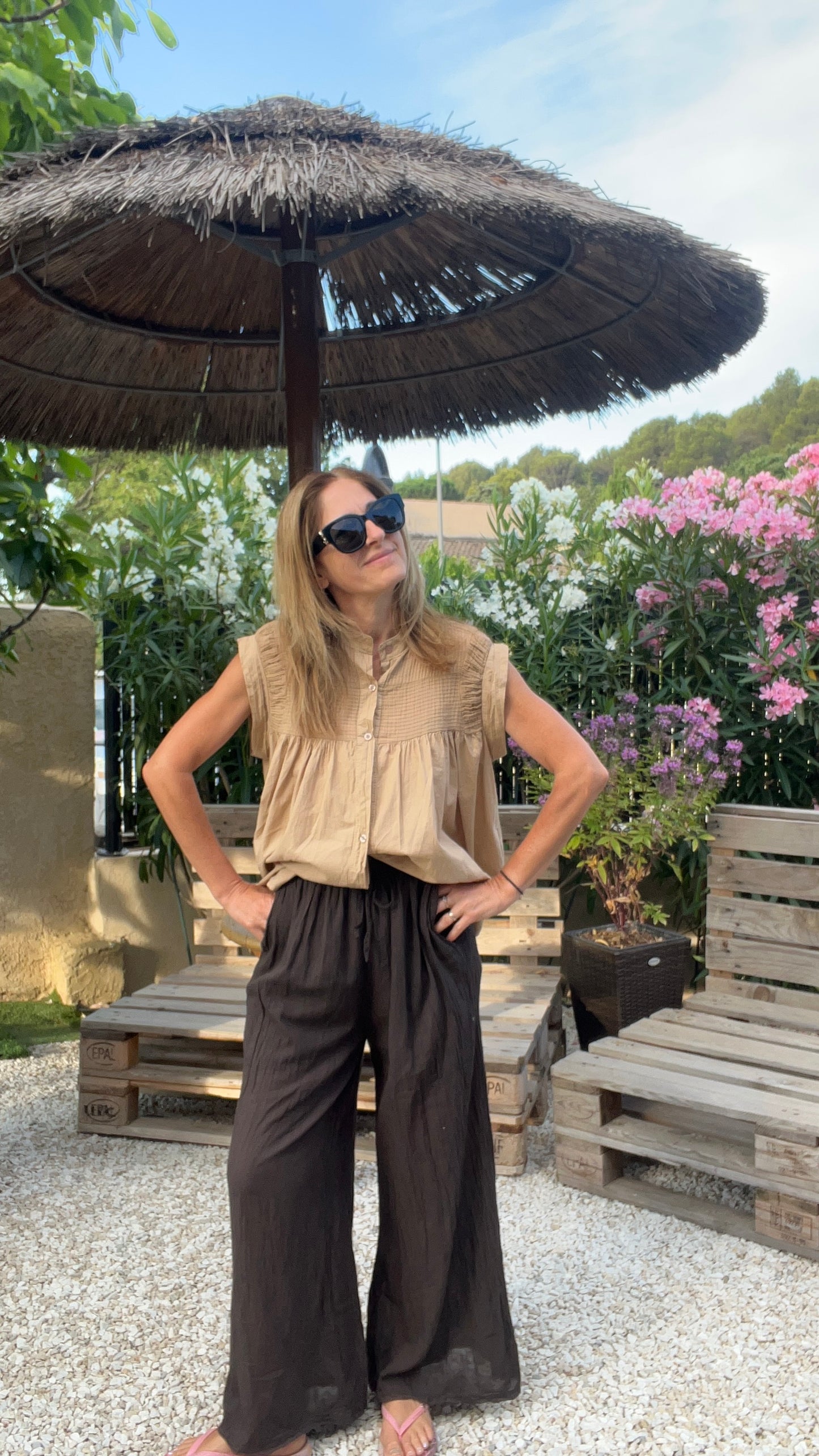Pantalon fluide chocolat "RIO"