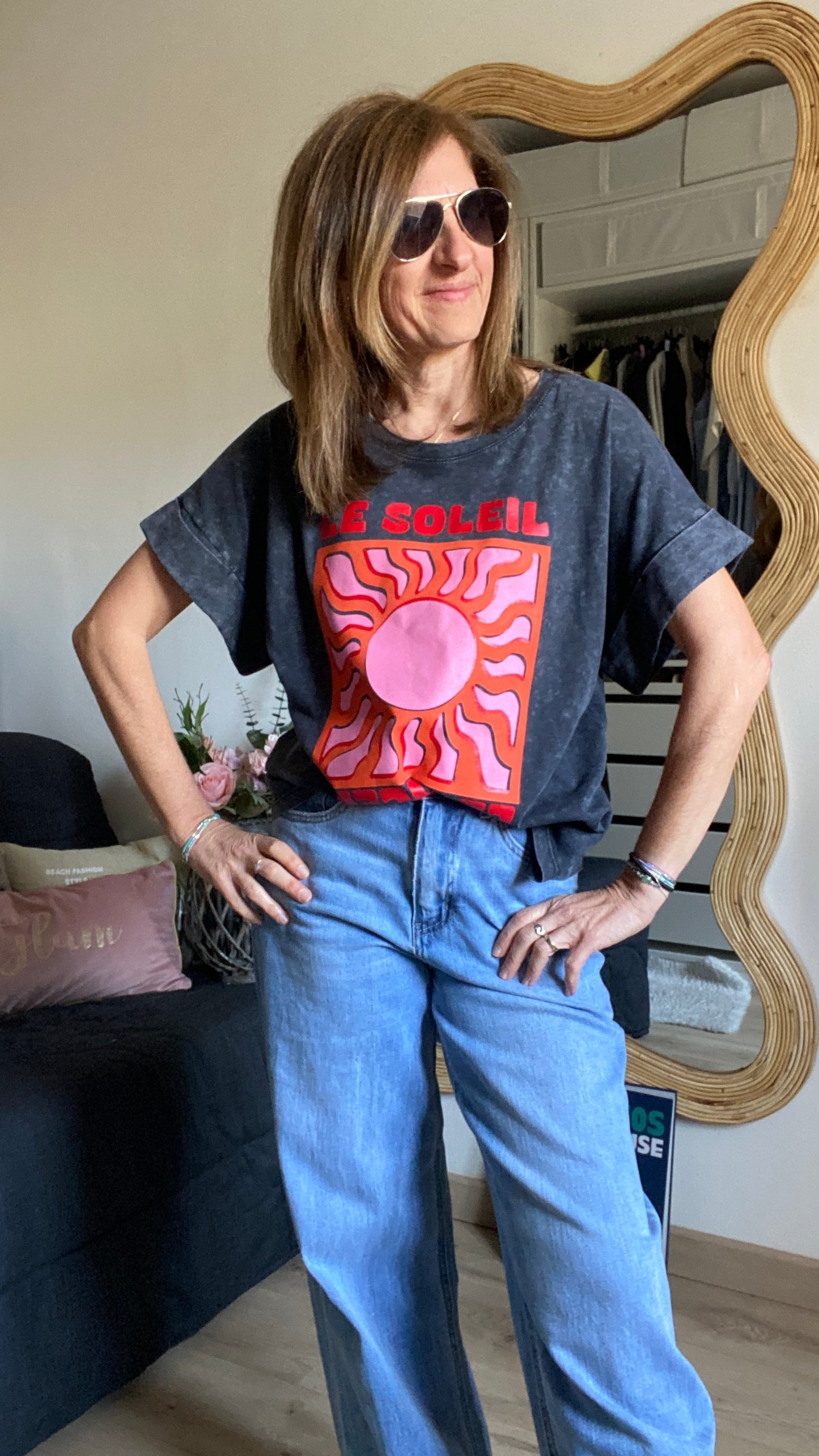 Tee-shirt gris "Soleil"