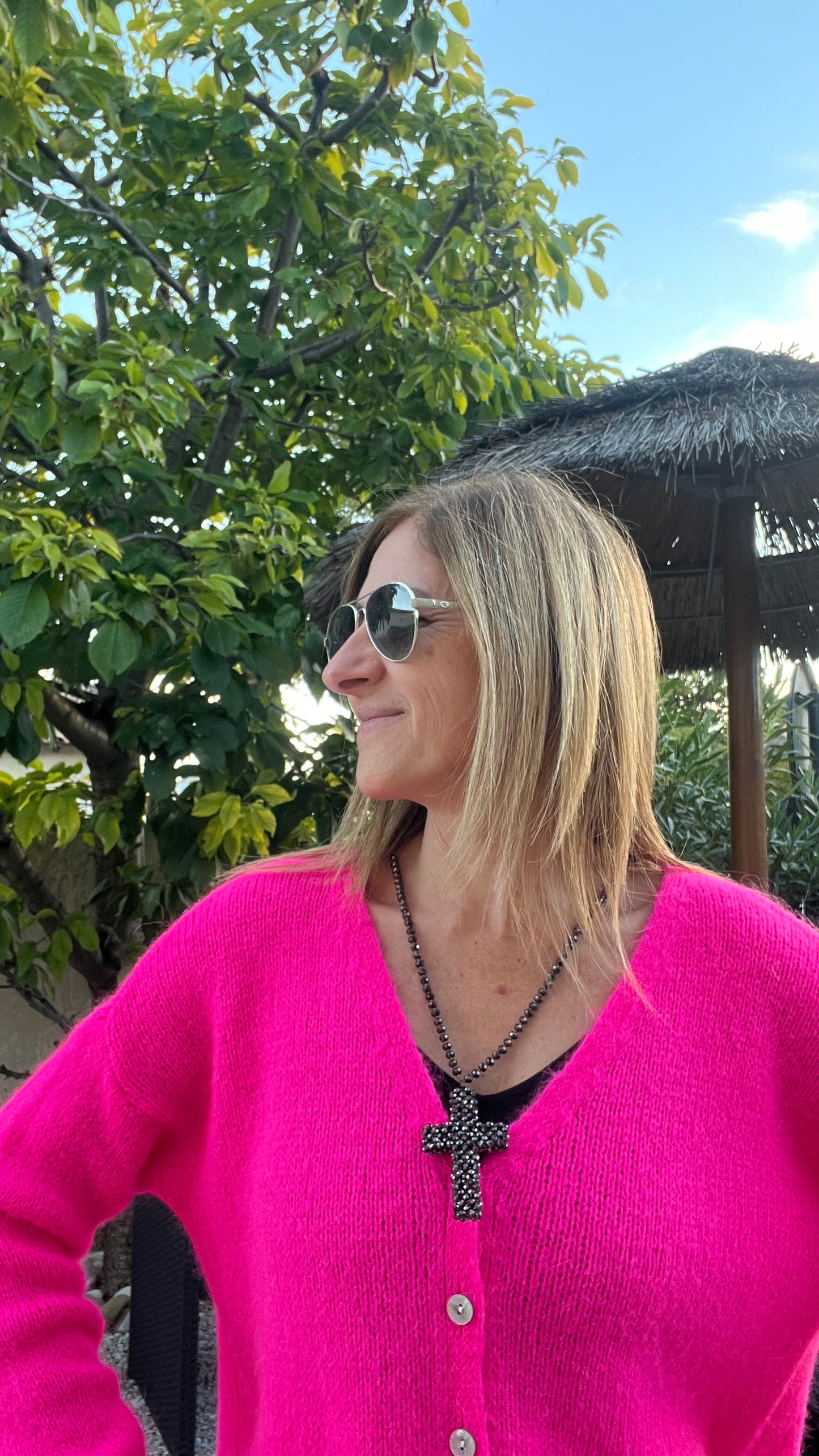 SAUTOIR CHOCOLAT CROIX