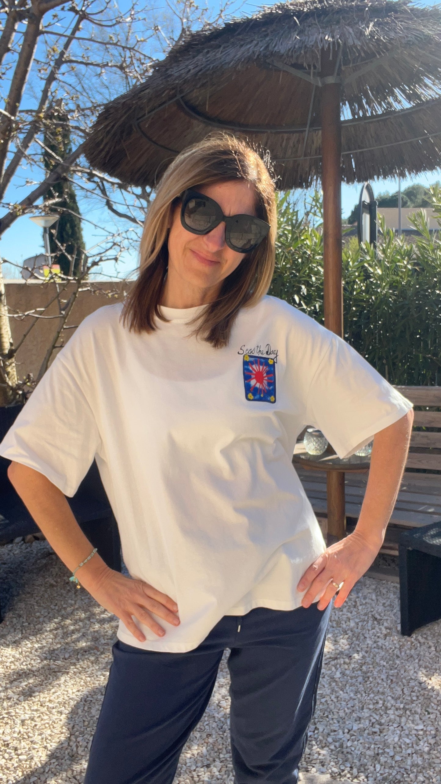 TEE-SHIRT BLANC SOLEIL SEAS THE DAY