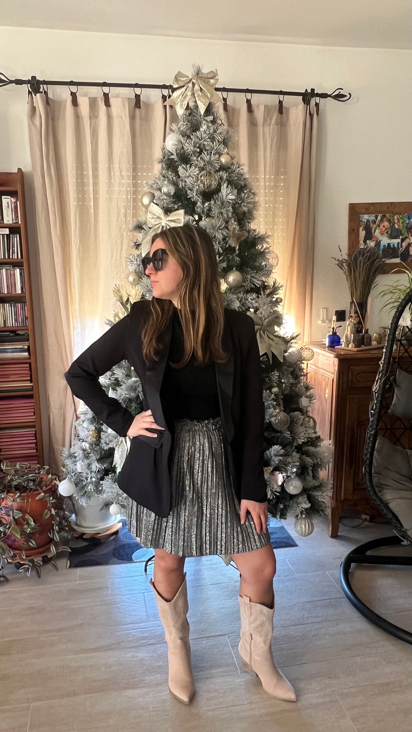 Jupe courte plissée argentée Louane