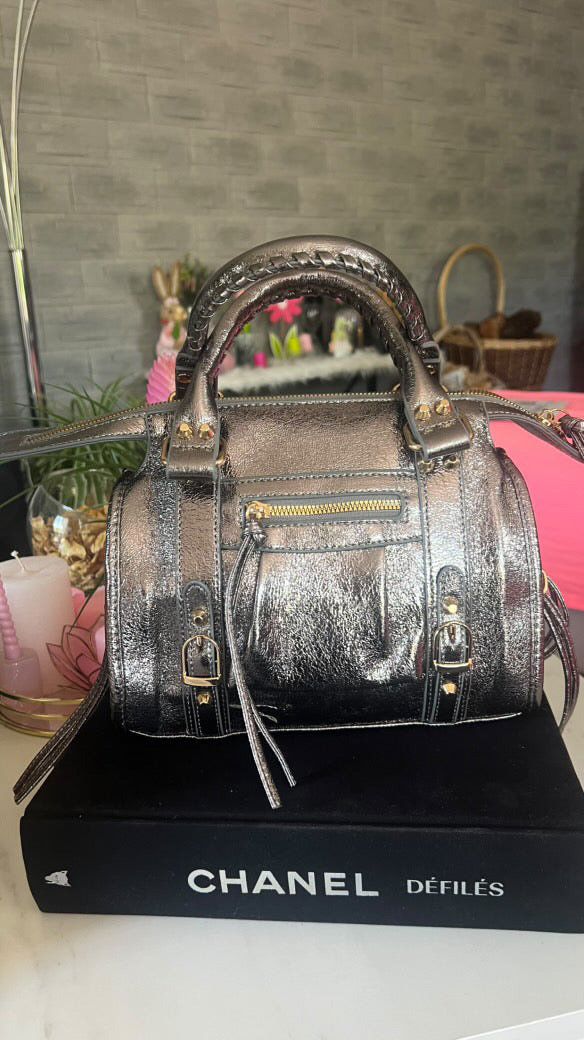 Sac gris argenté Similicuir "Bella"
