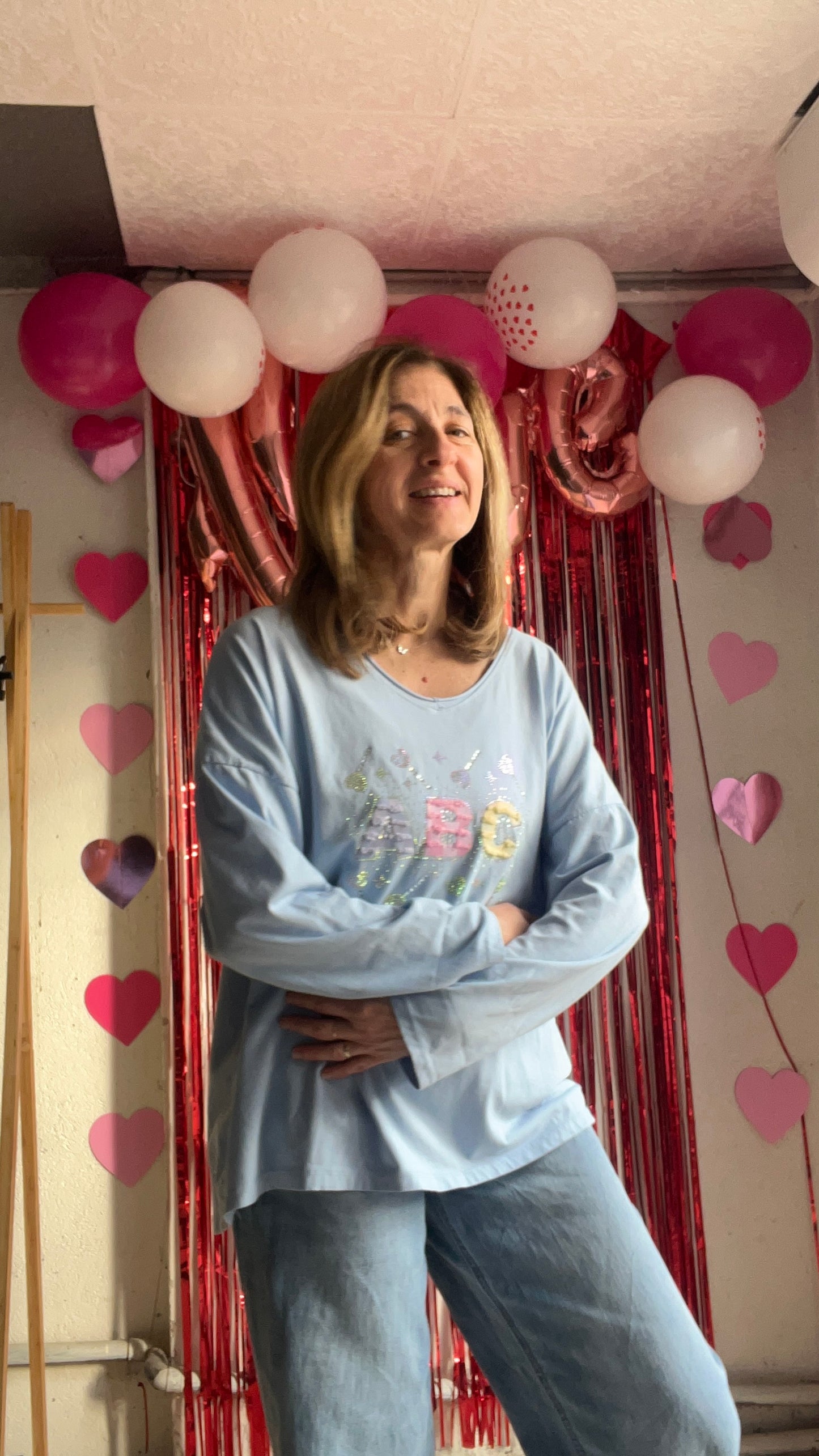 TEE-SHIRT BLEU CLAIR MANCHES LONGUES "ABC"