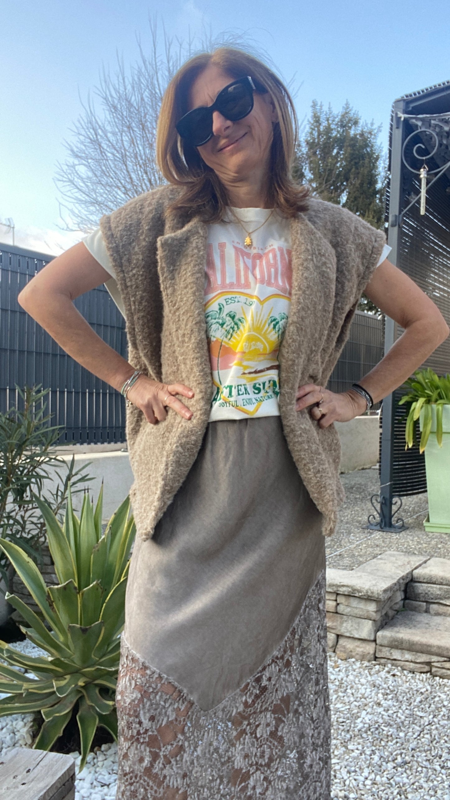 Jupe longue "Clarence" beige