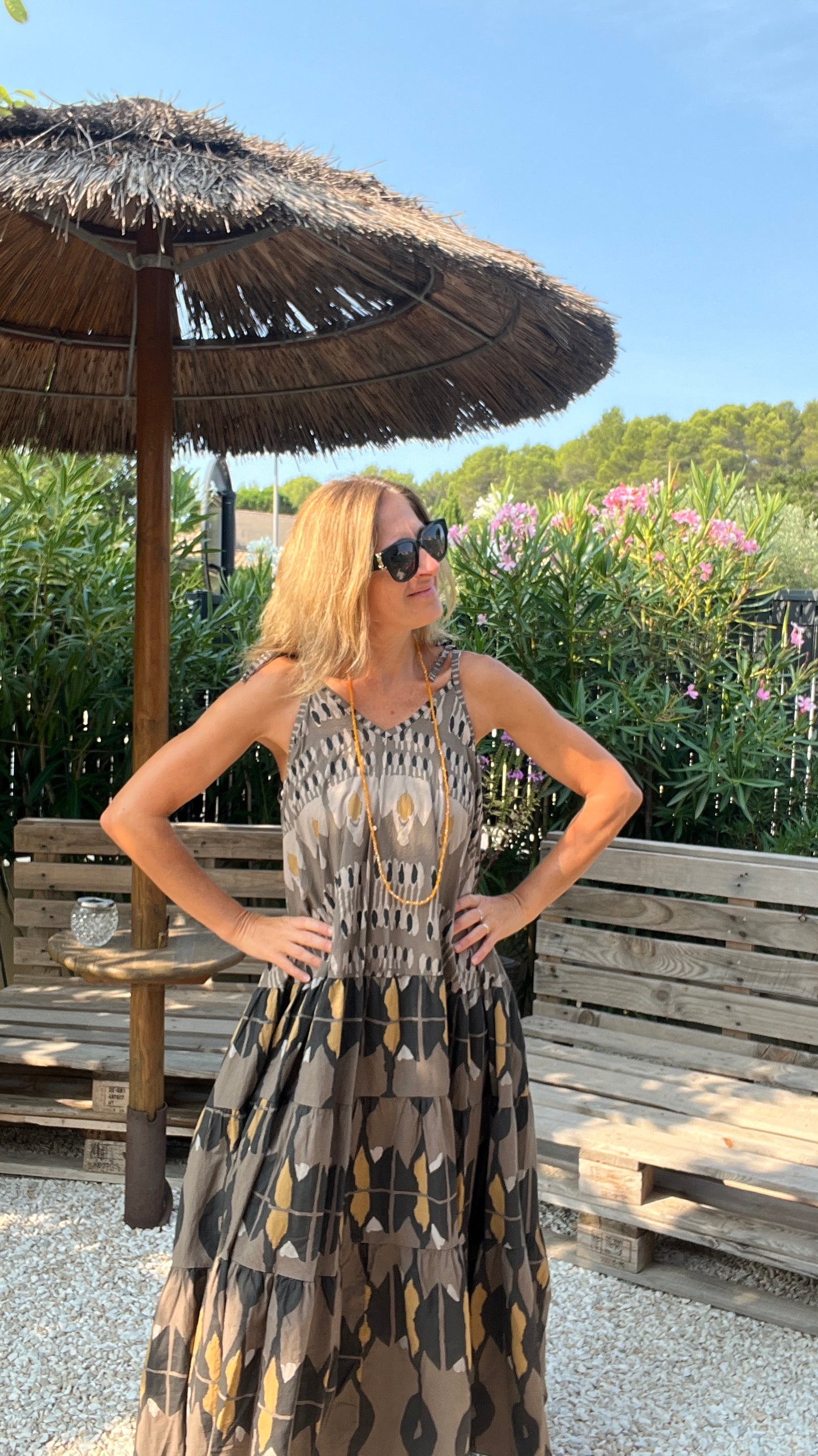 ROBE LONGUE CHOCOLAT/NOIRE "AUTOMNE"