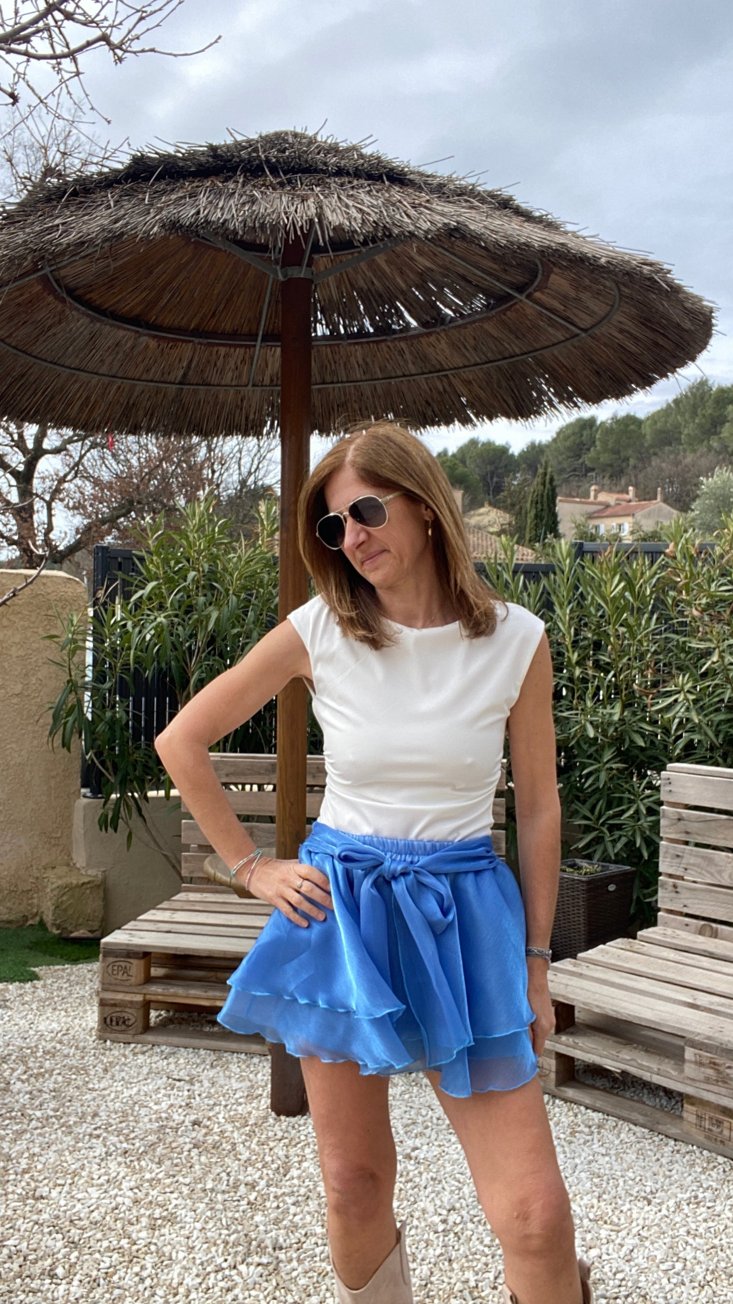 Jupe fluide bleue "Céleste"