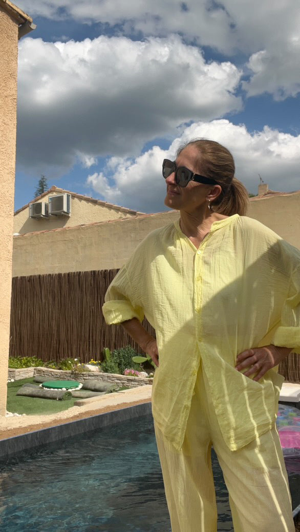 Pantalon fluide jaune pâle "RIO"