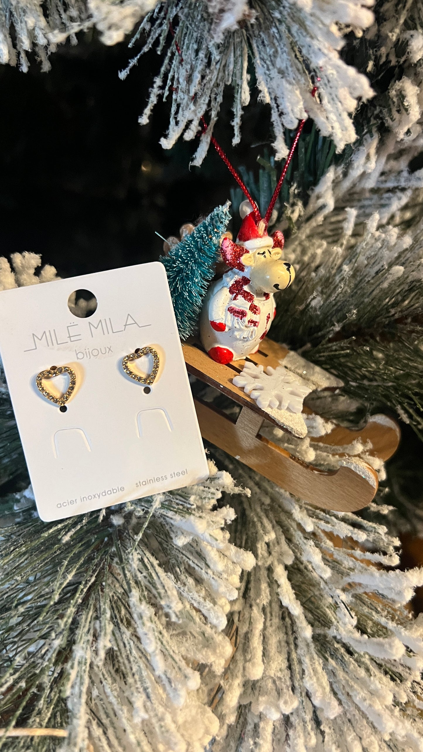 BOUCLES D'OREILLES COEURS DORES "MILE MILA"