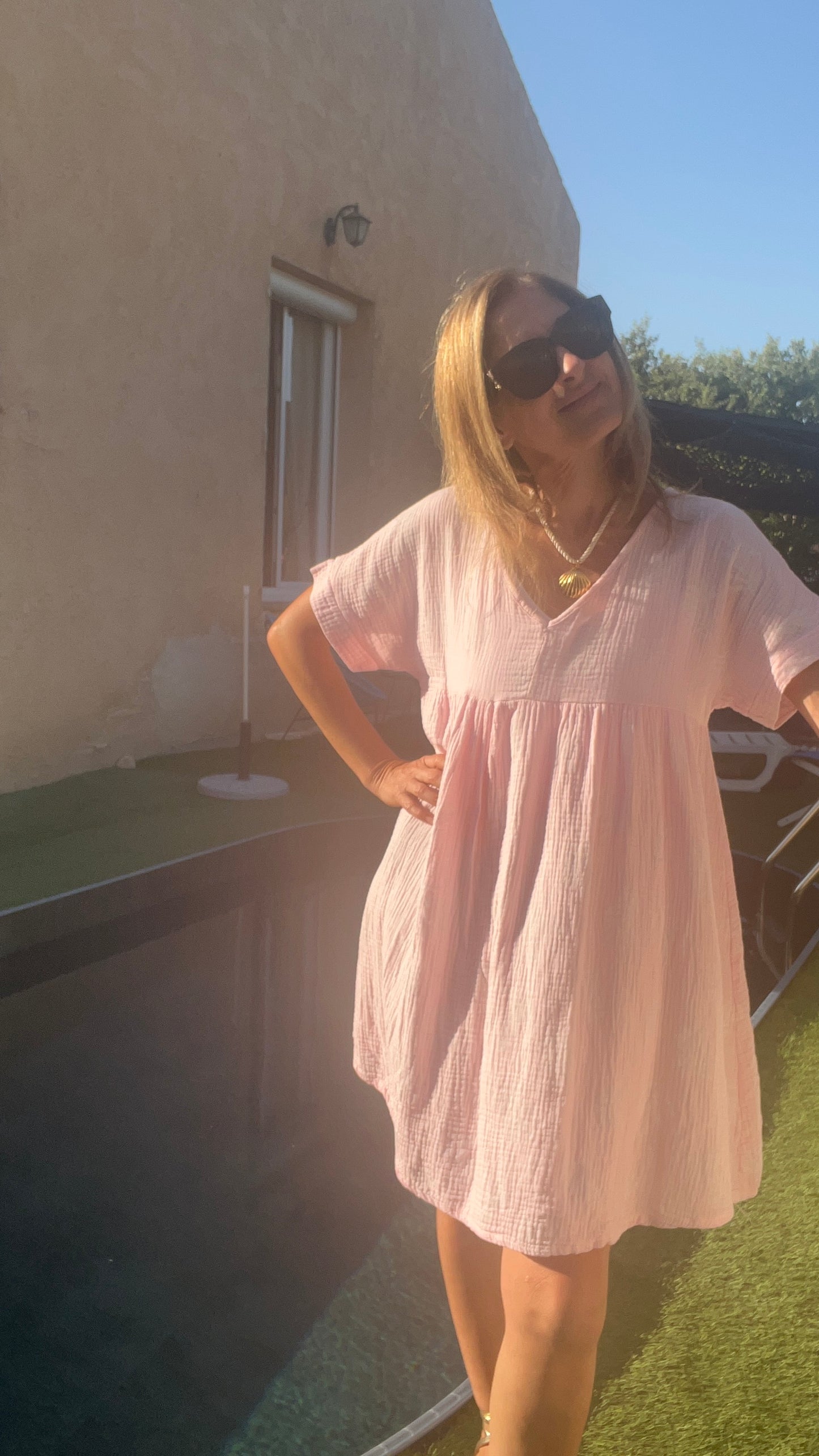 Robe rose "PALMIER"