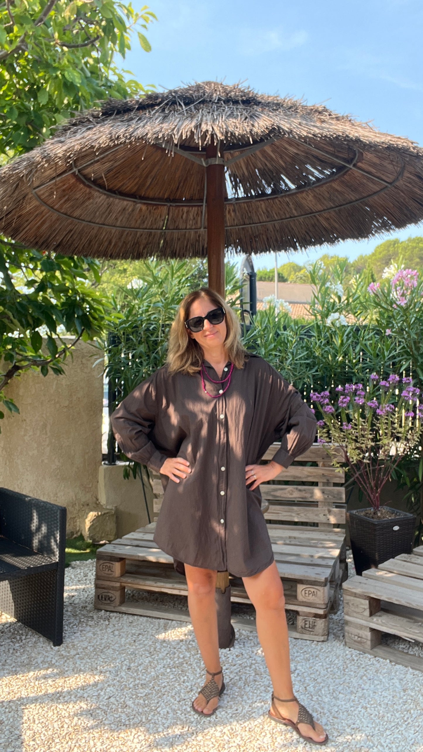 ROBE CHEMISE CHOCOLAT "ICONIQUE"