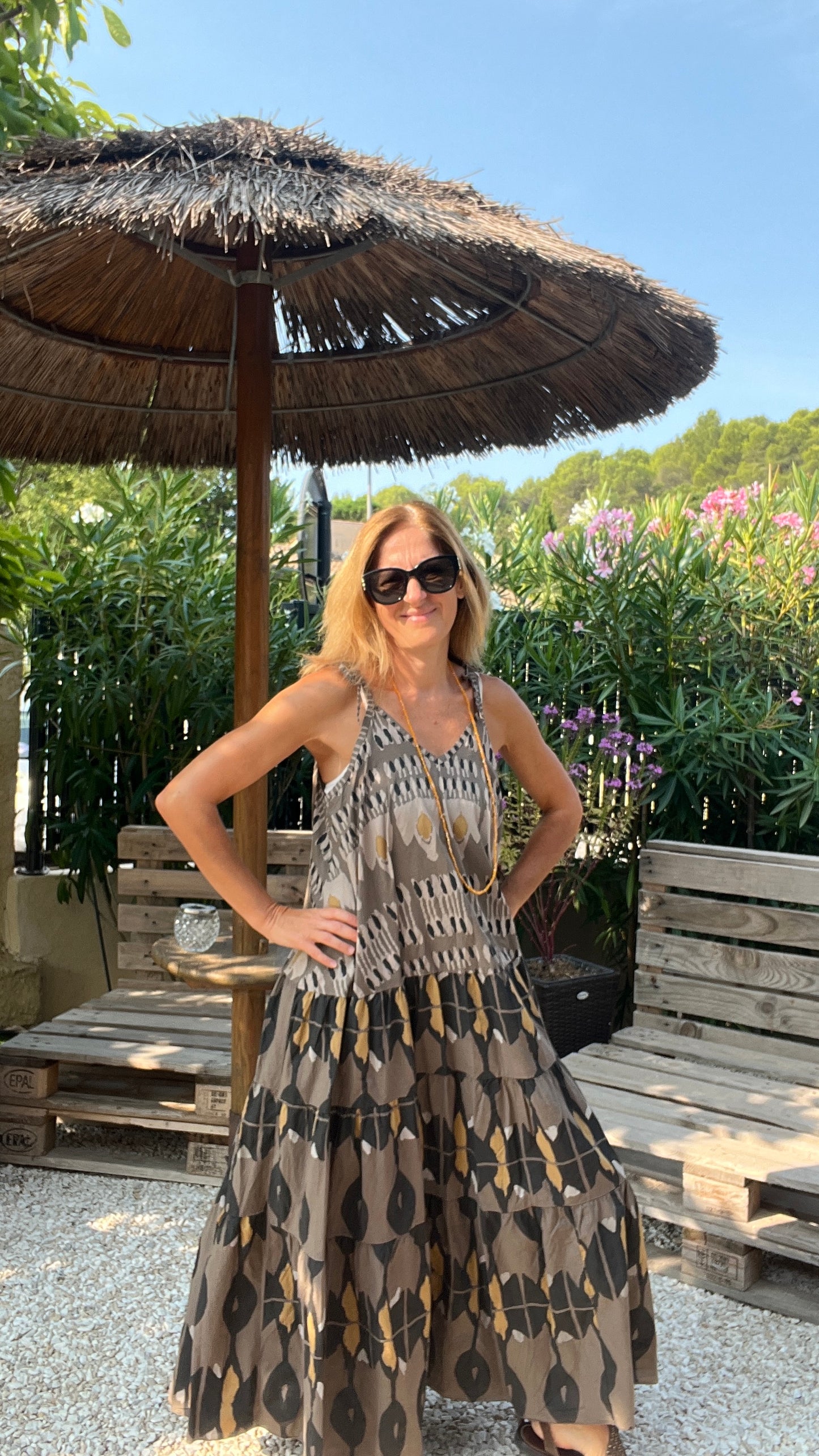 ROBE LONGUE CHOCOLAT/NOIRE "AUTOMNE"