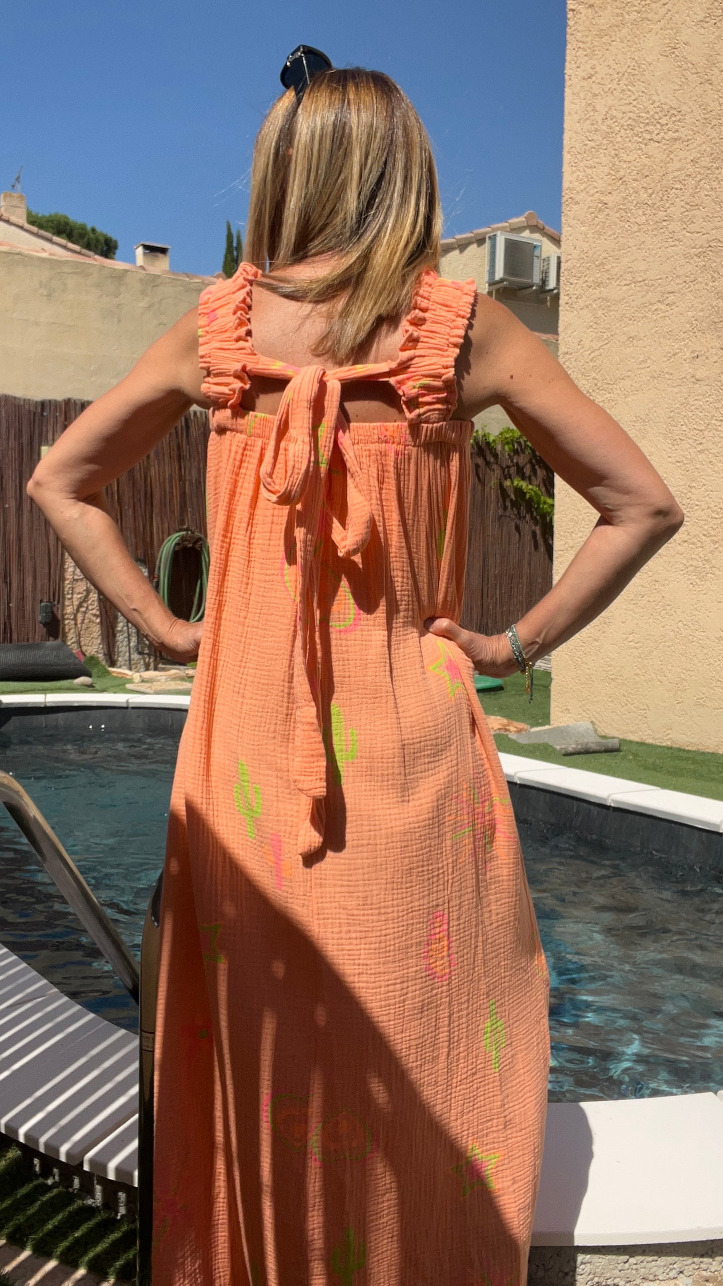 ROBE ORANGÉ GAZE DE COTON