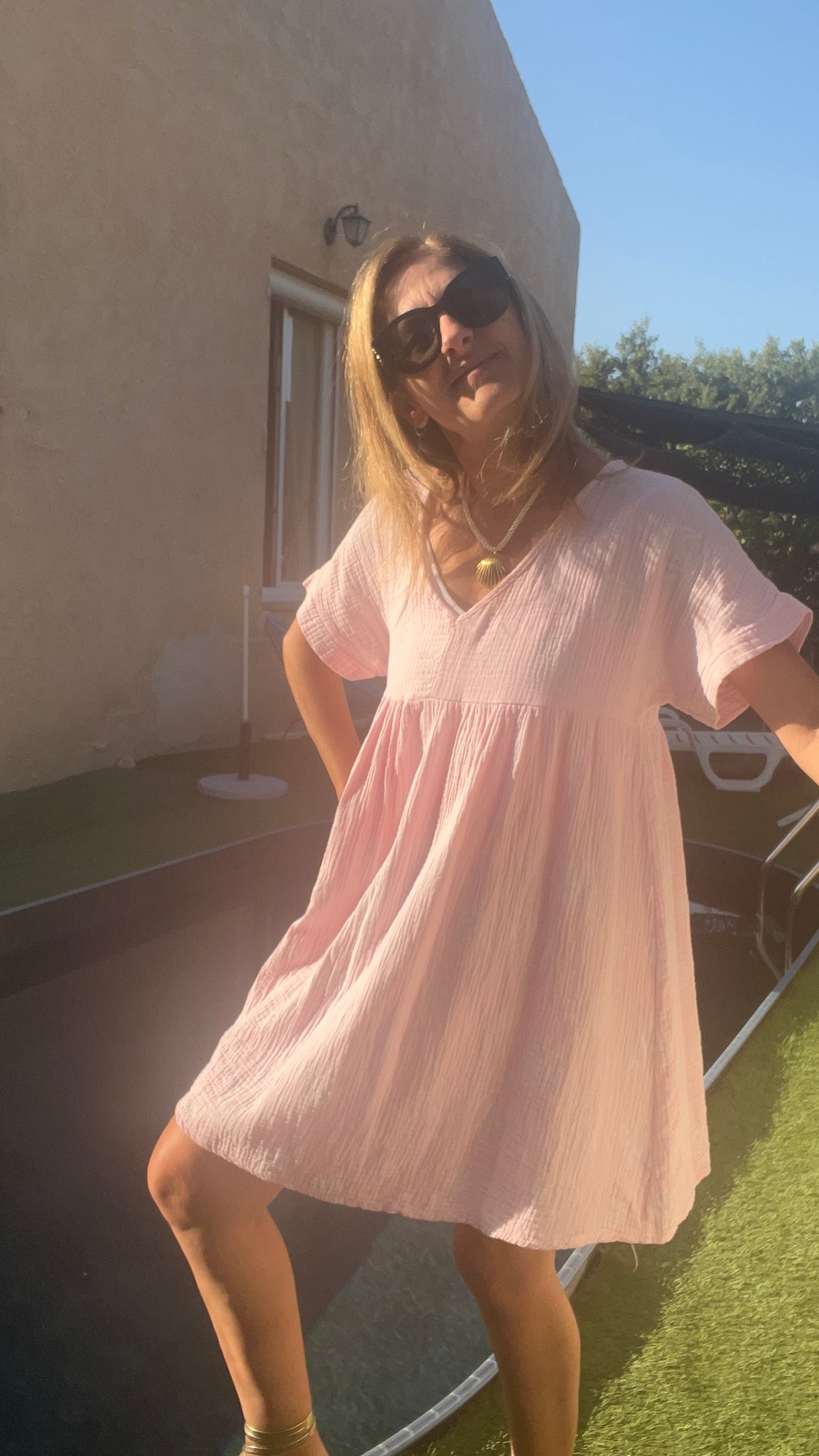 Robe rose "PALMIER"