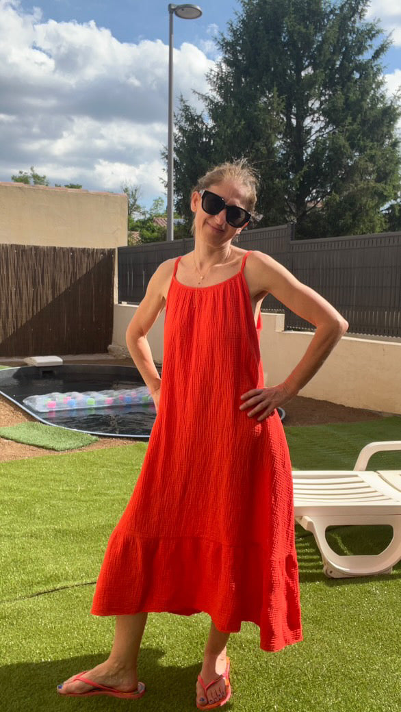 Robe orange "gaze de coton"