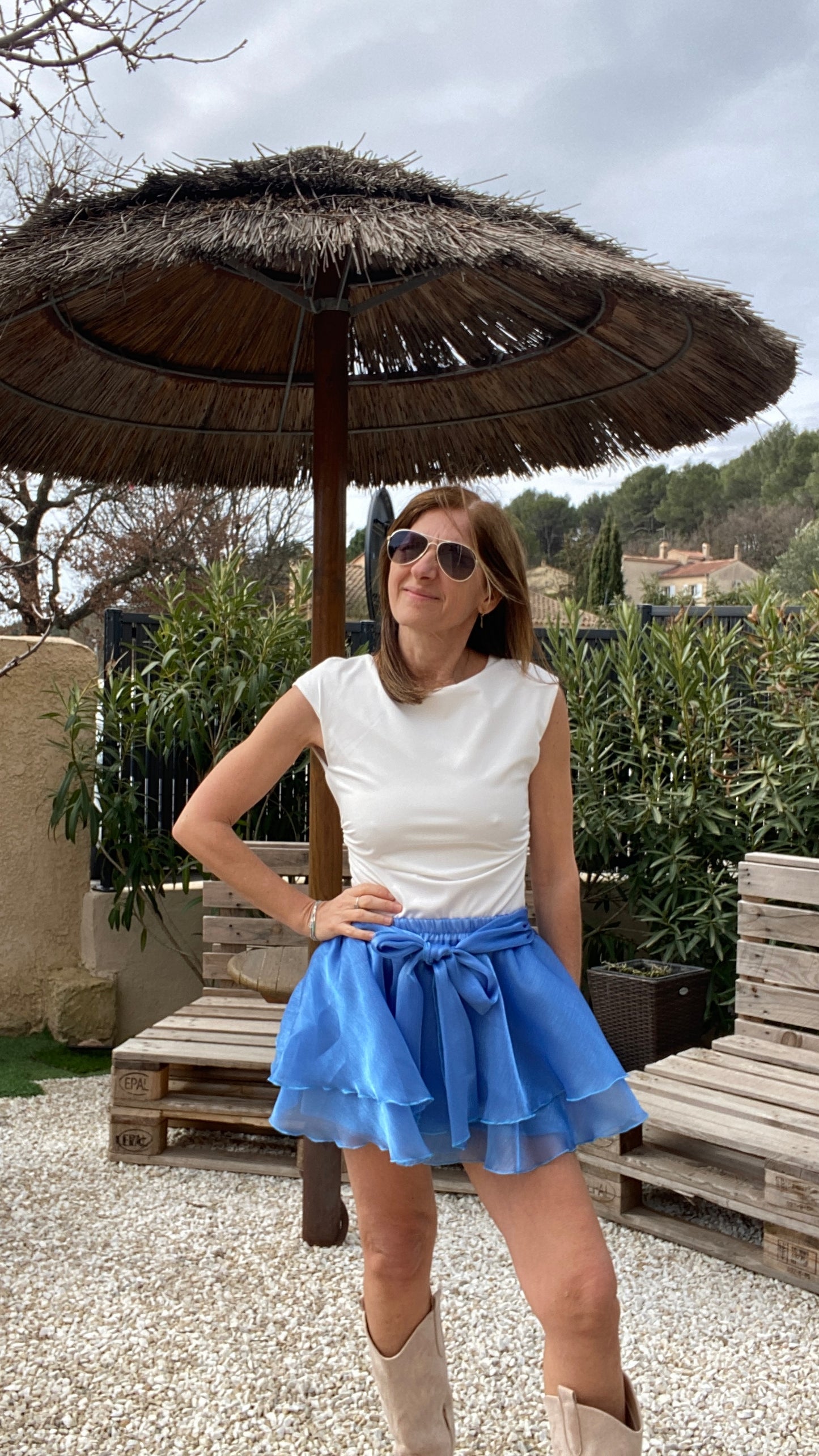 Jupe fluide bleue "Céleste"