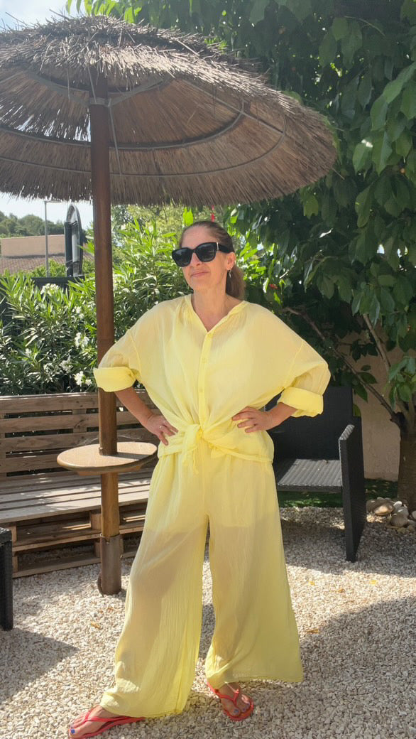 Pantalon fluide jaune pâle "RIO"