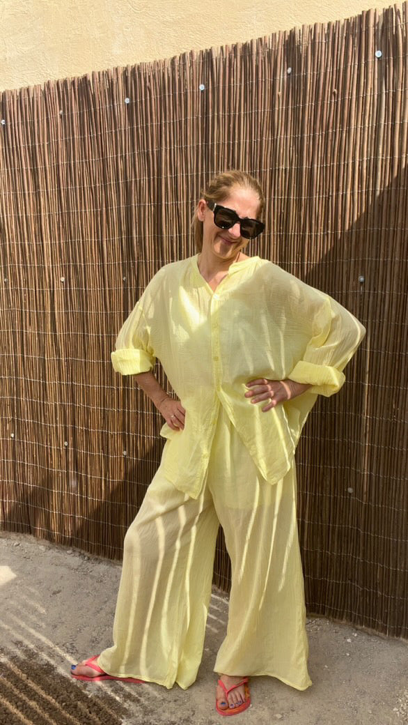 Pantalon fluide jaune pâle "RIO"