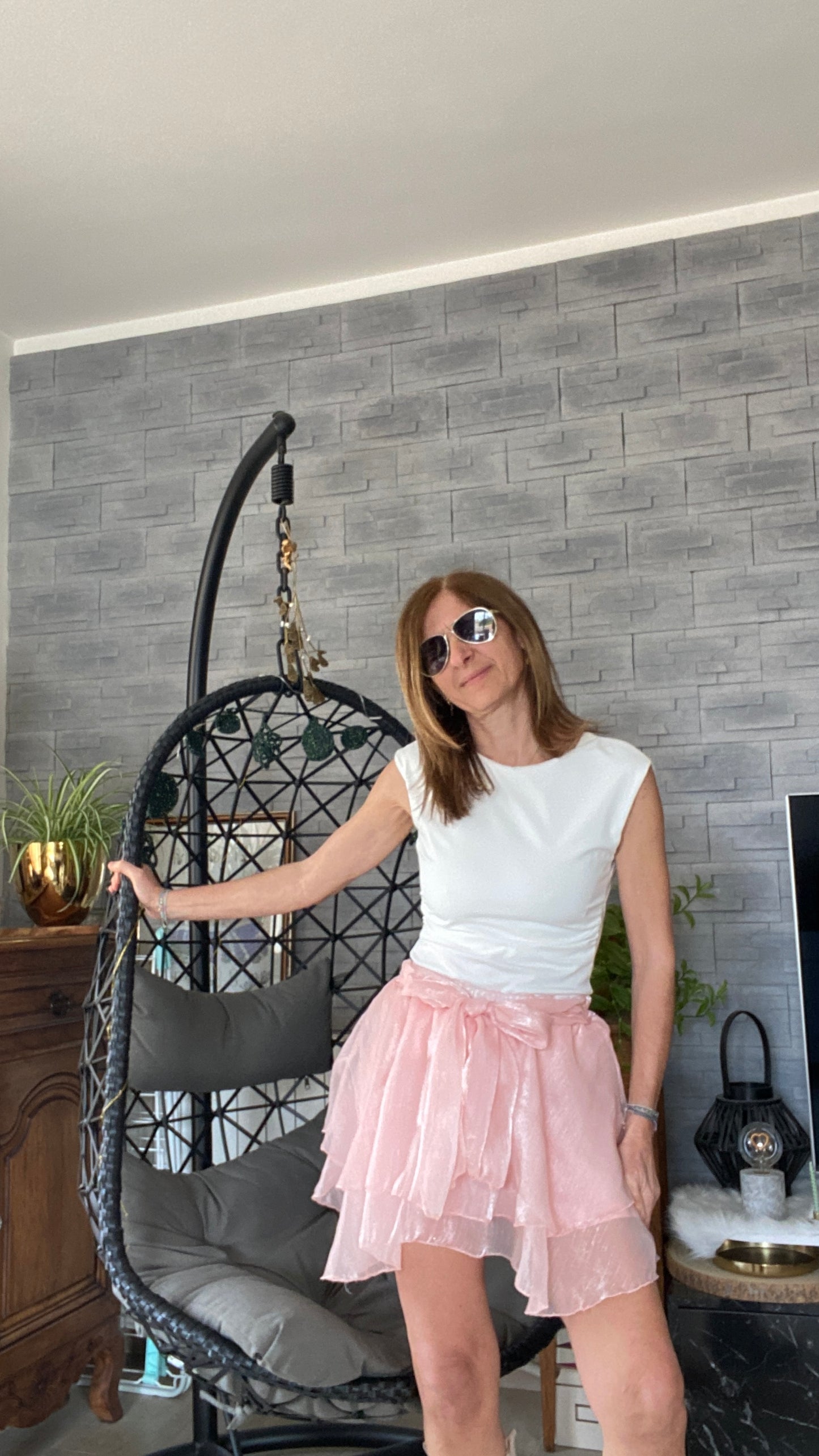 Jupe fluide rose poudrée "Céleste"