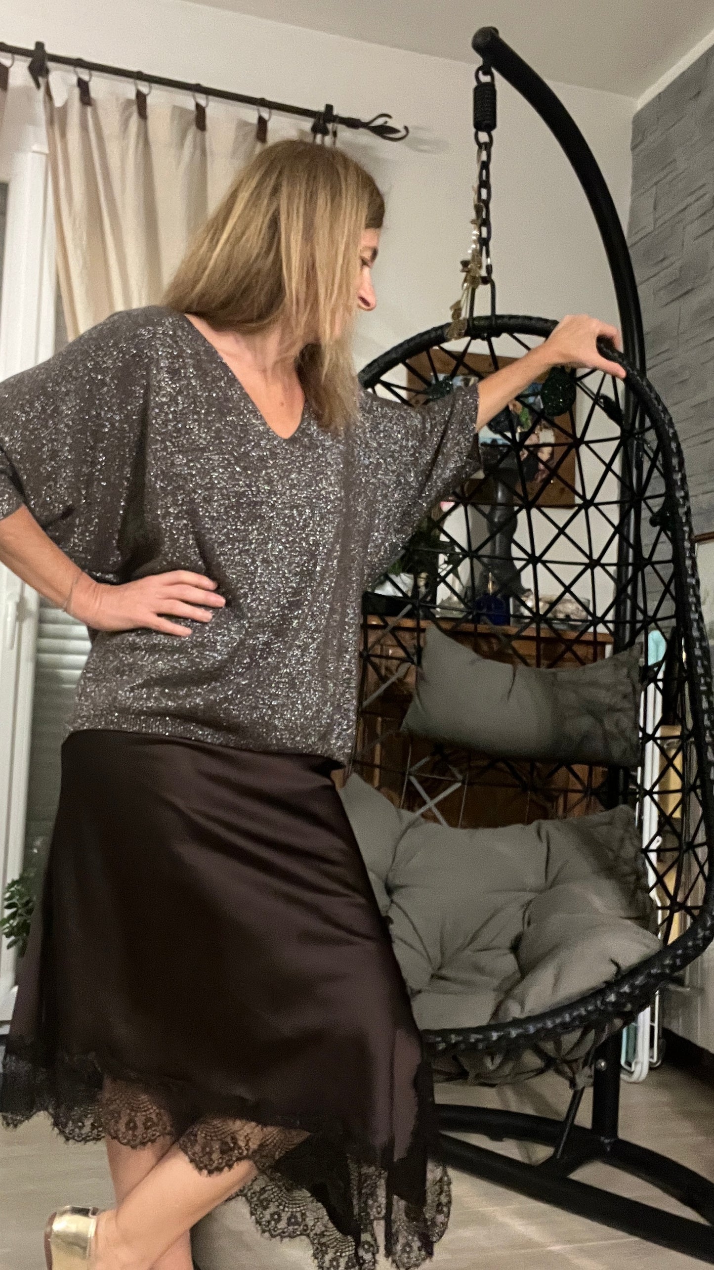 JUPE LONGUE CHOCOLAT ASYMETRIQUE