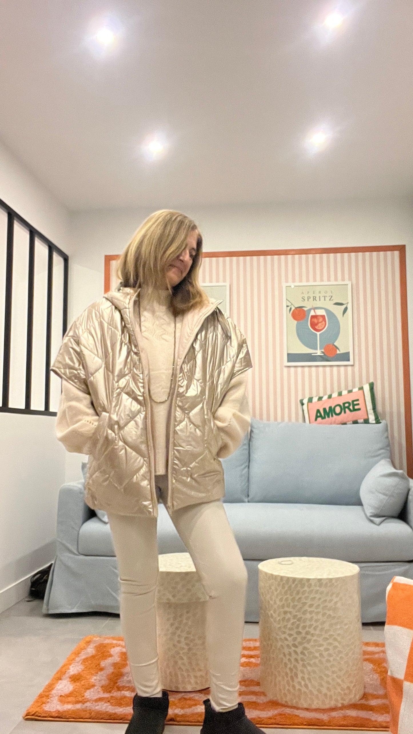 VESTE SANS MANCHES MATELASSEE DOREE