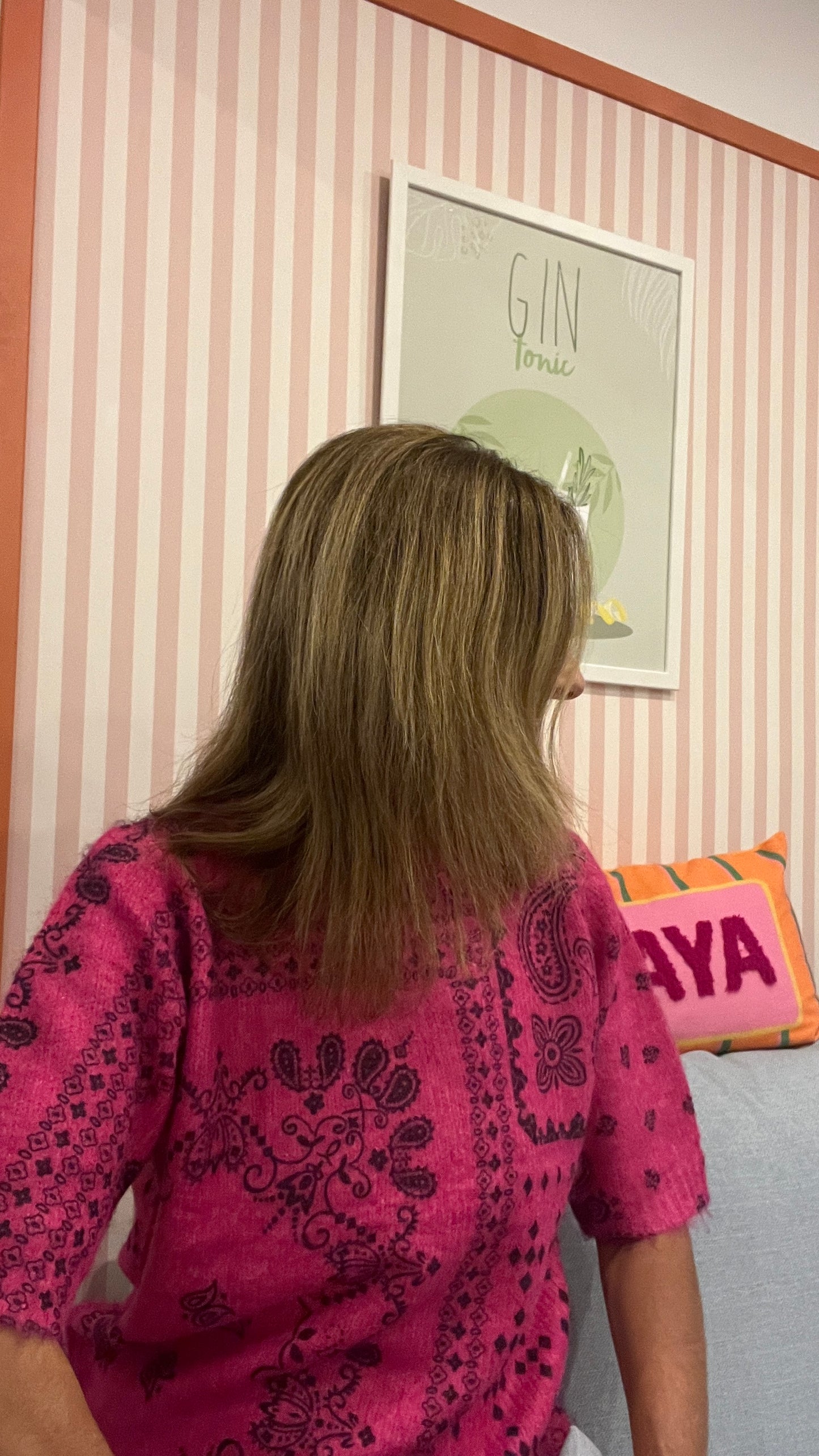 PULL ROSE FUCHSIA BANDANA MANCHES COURTES