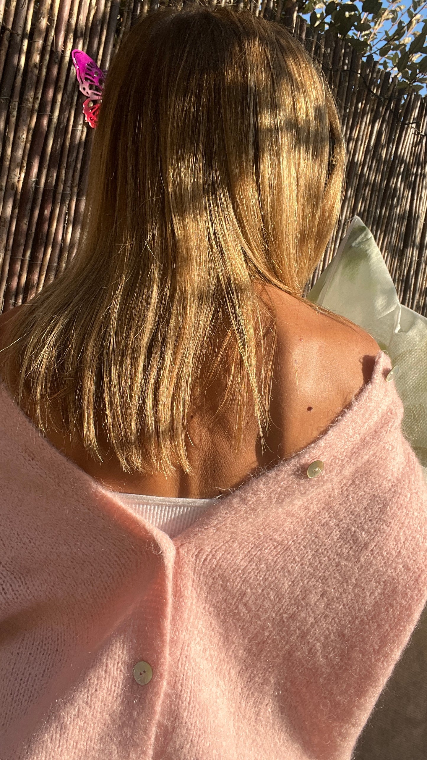 GILET ROSE POUDREE MANCHES LONGUES "ANNA"