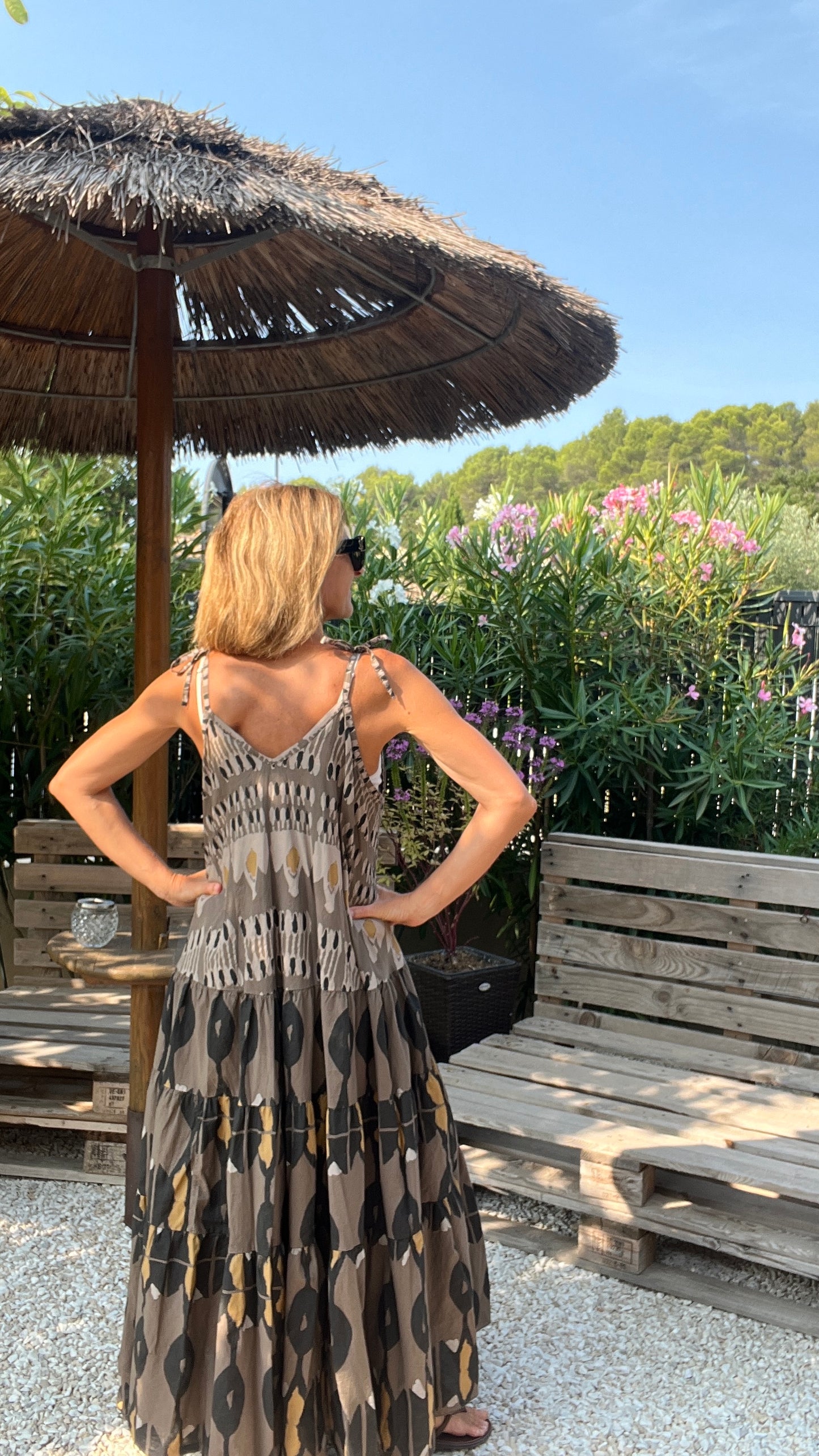 ROBE LONGUE CHOCOLAT/NOIRE "AUTOMNE"