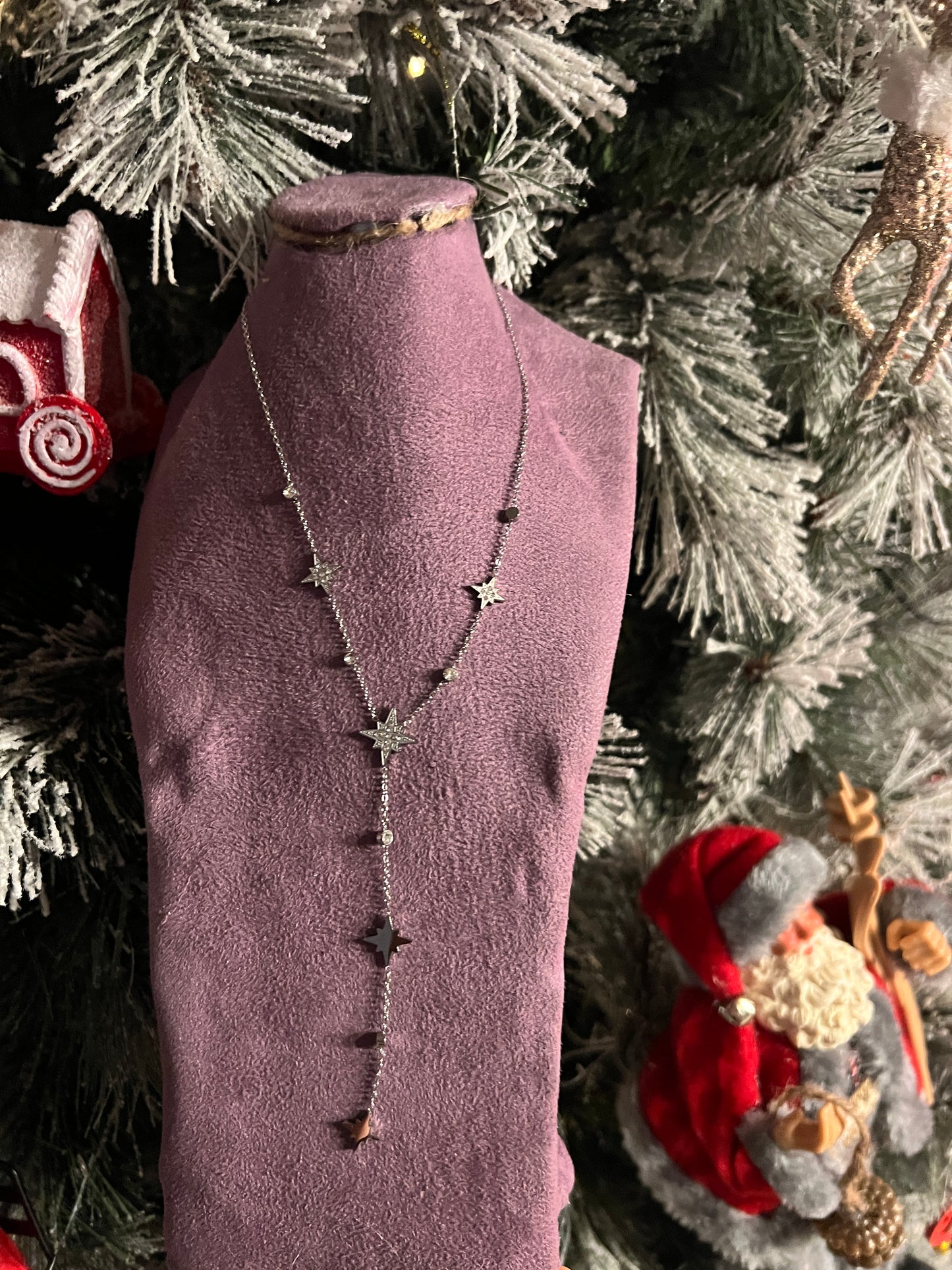 COLLIER ARGENTE TRIPLE METEORITES