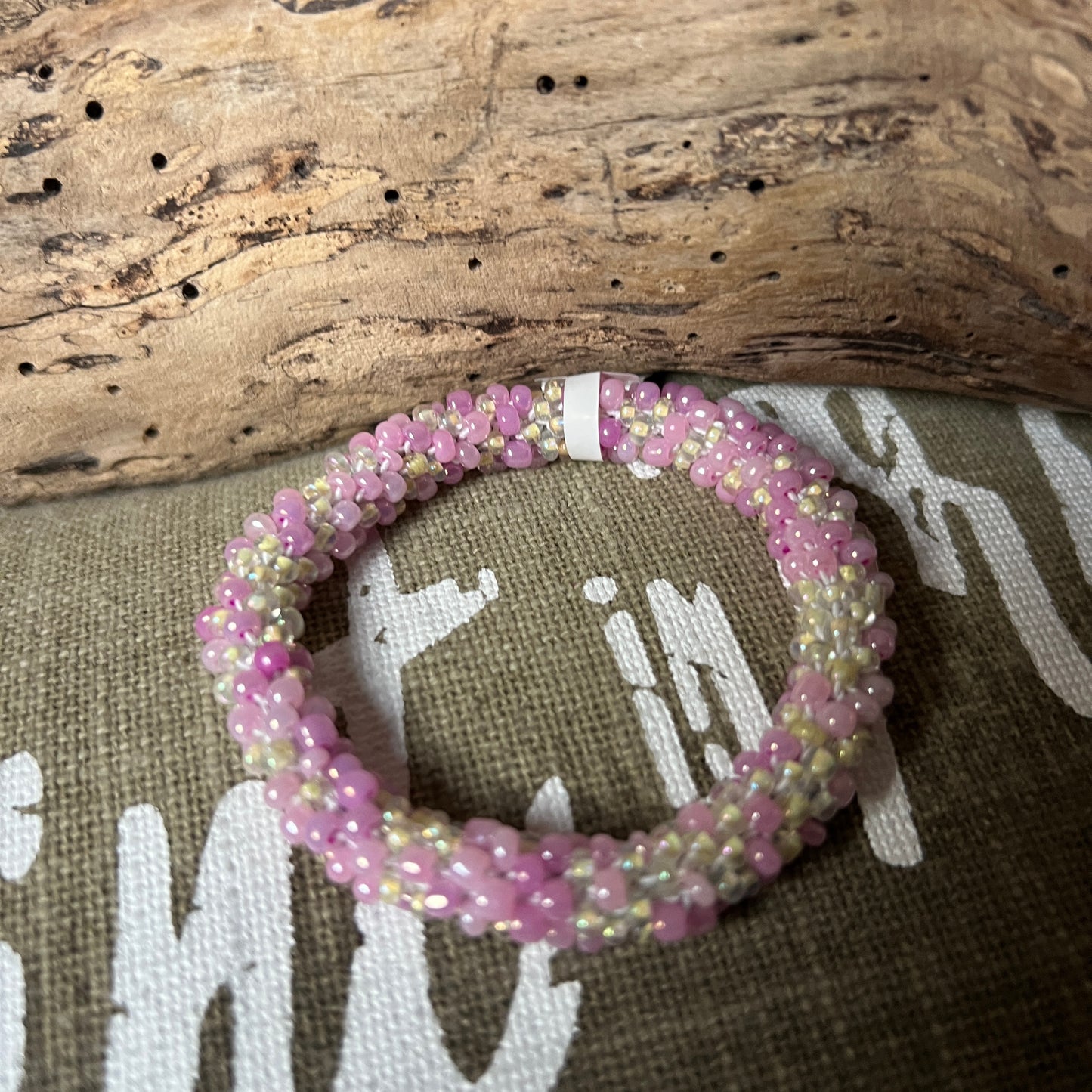 BRACELET MINI PERLES RONDES "PARME/BLANC