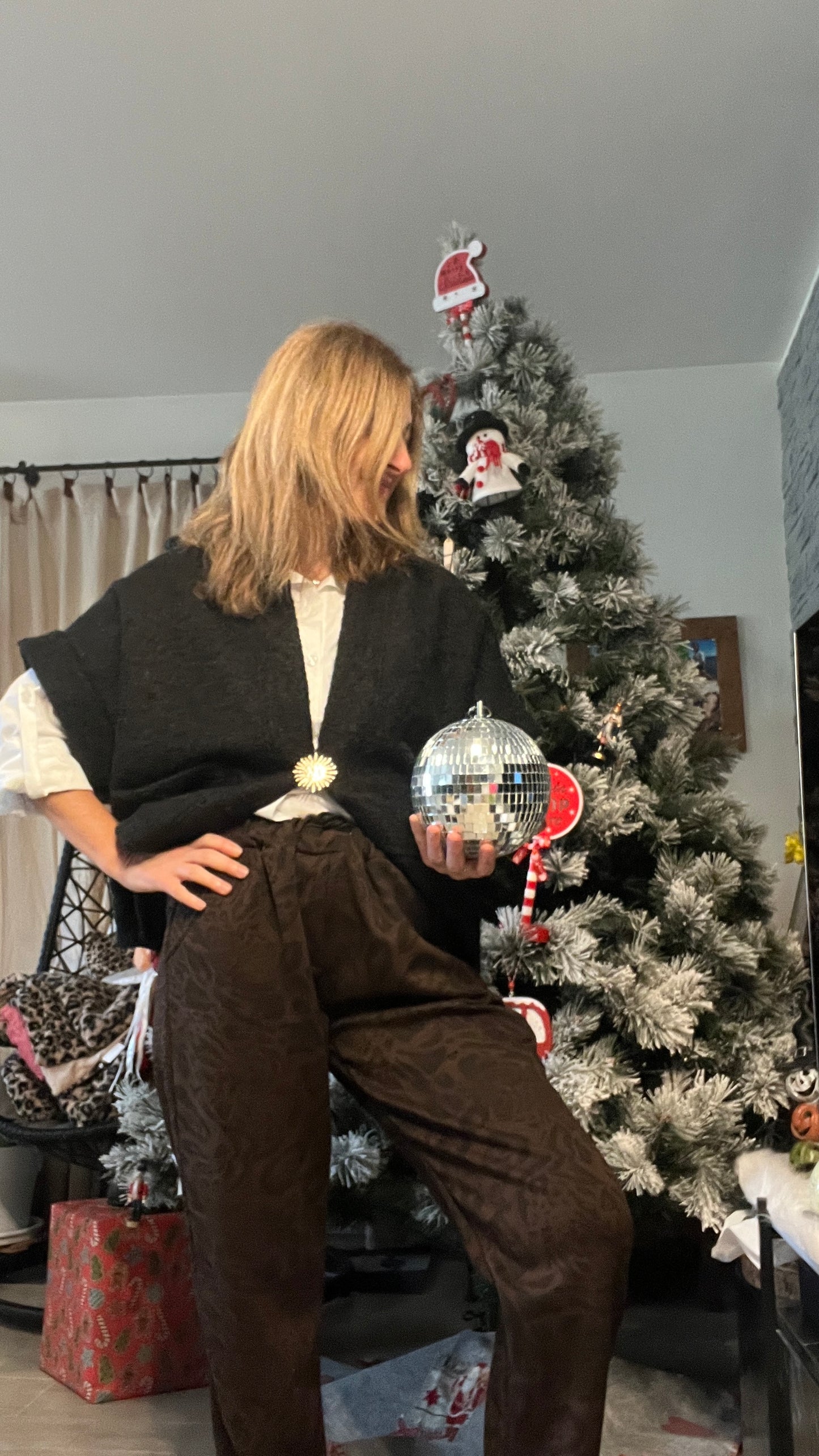 PANTALON CHOCOLAT/NOIR LEOPARD