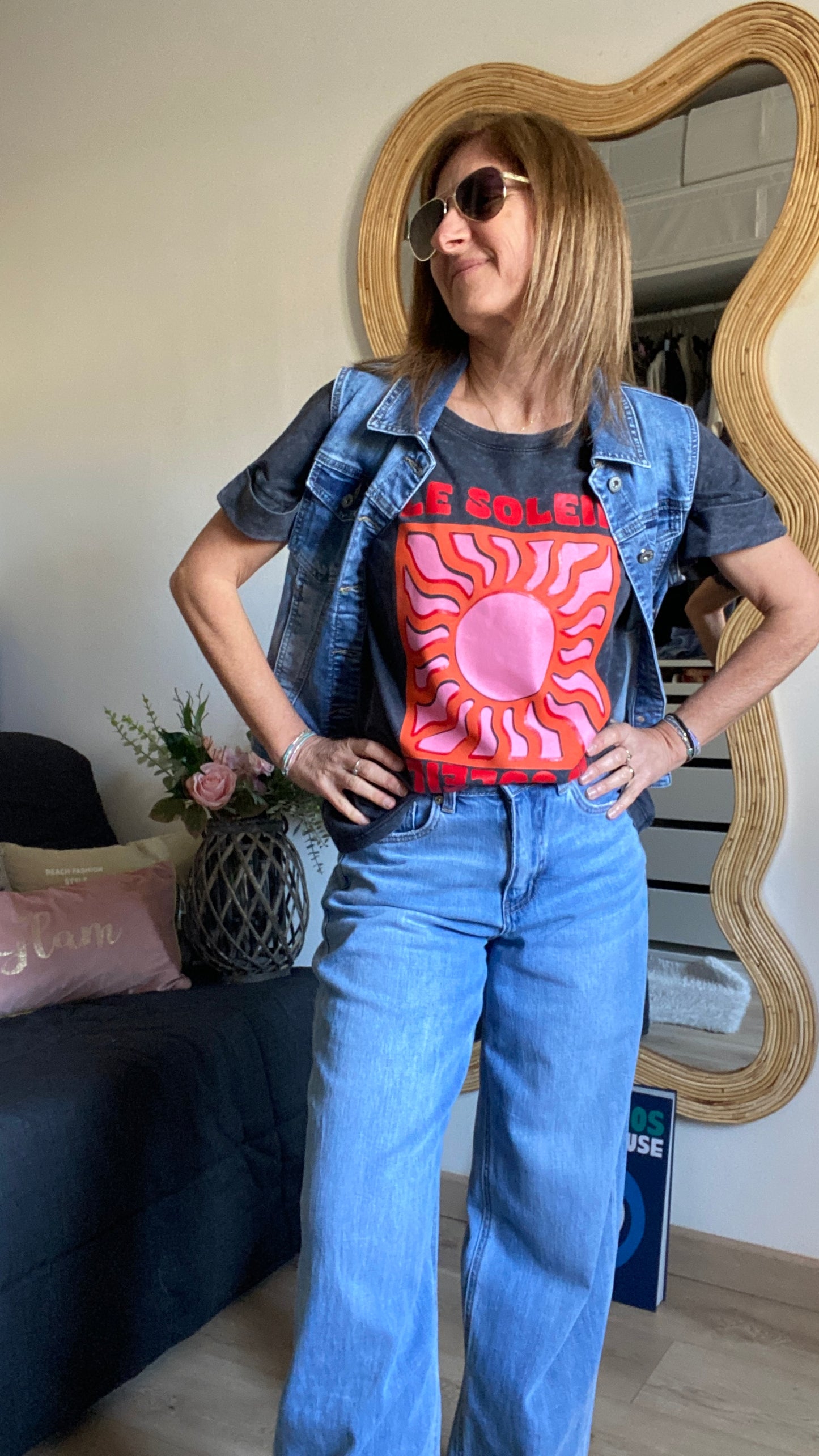 Tee-shirt gris "Soleil"