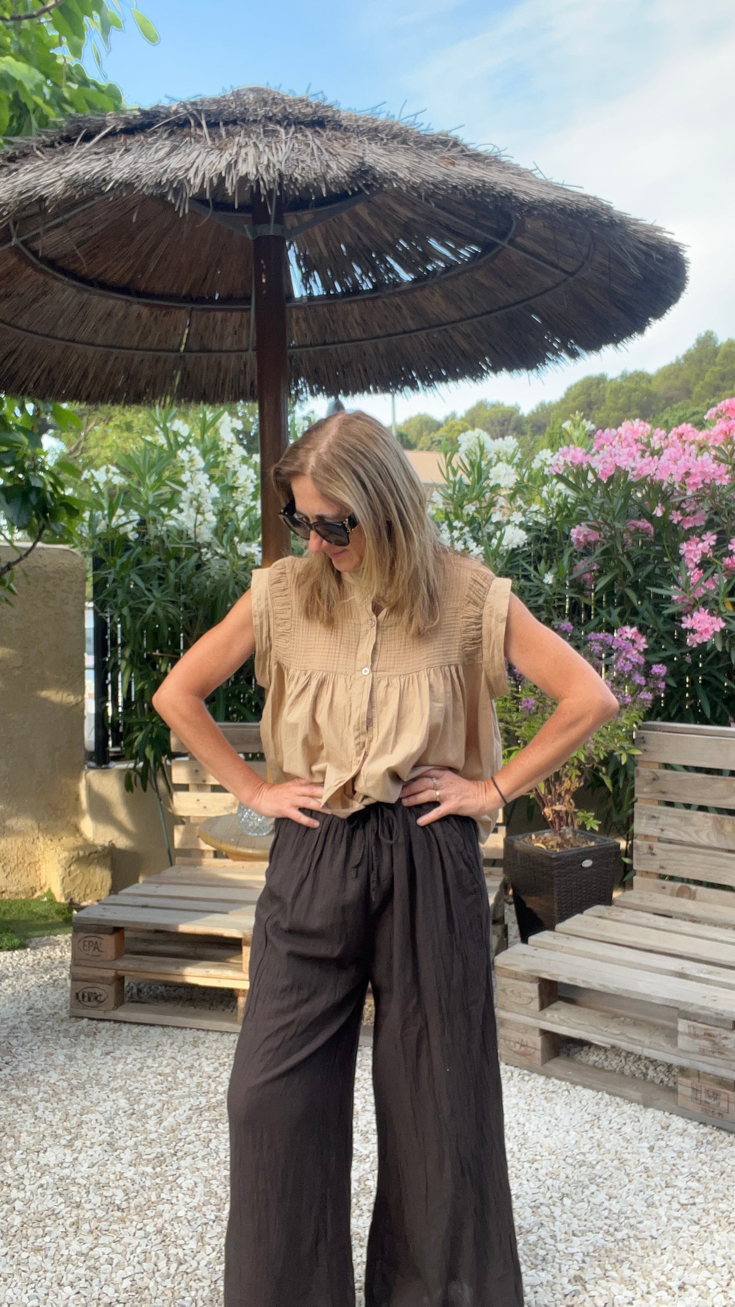 Pantalon fluide chocolat "RIO"