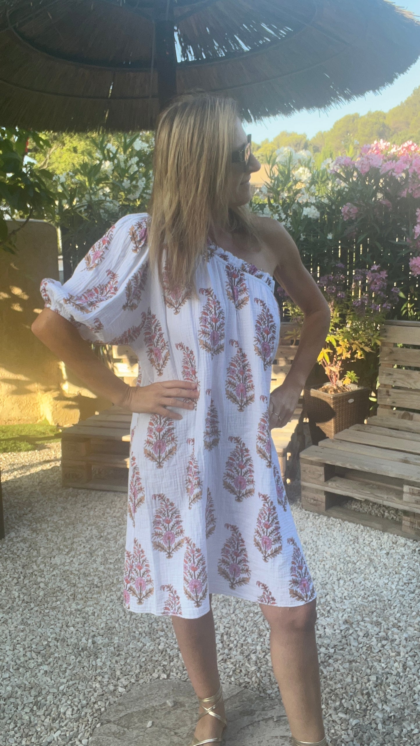 Robe asymétrique "FEUILLAGE"