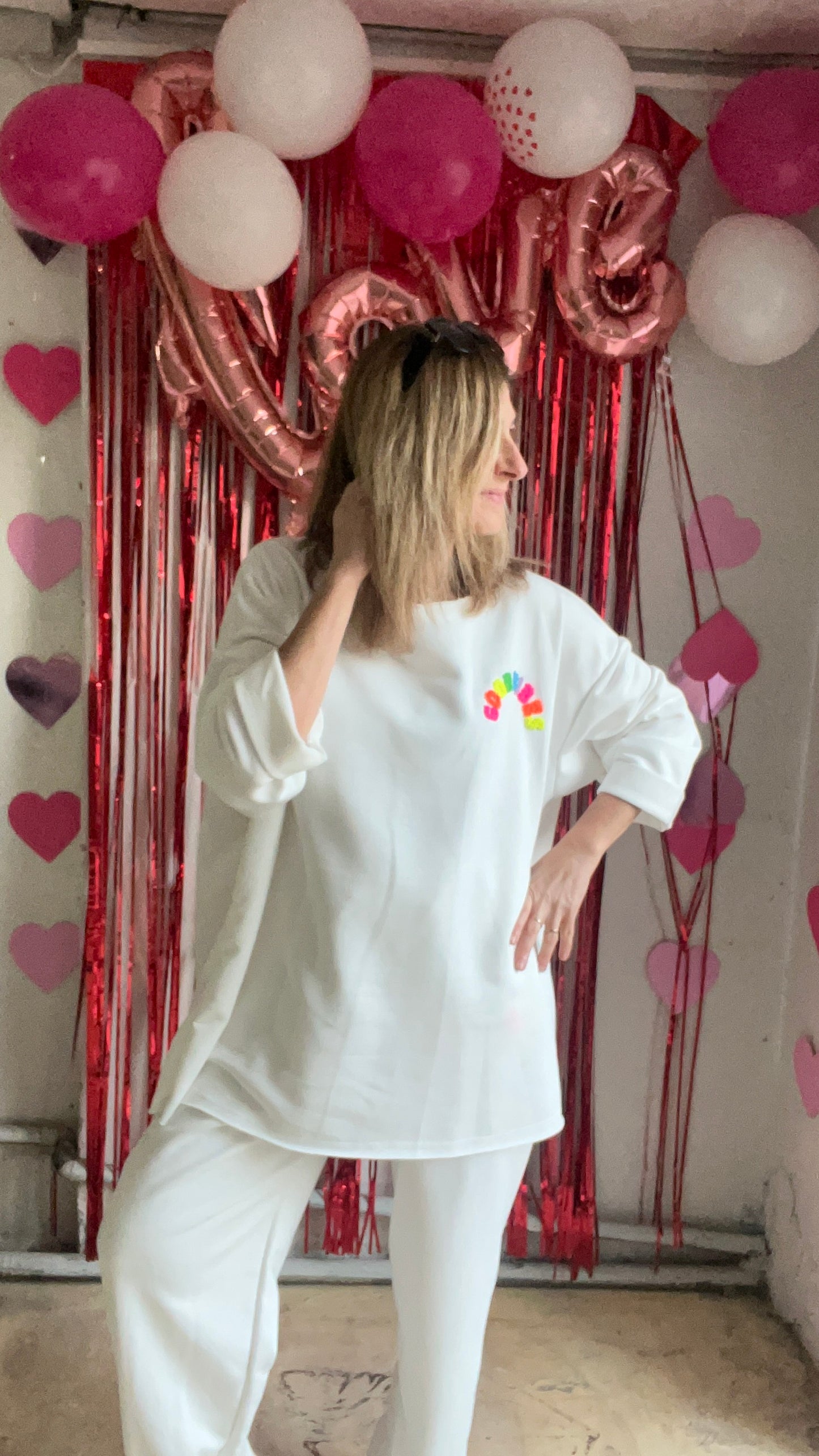 PANTALON BLANC STYLE JOGGING "GOOD VIBES"