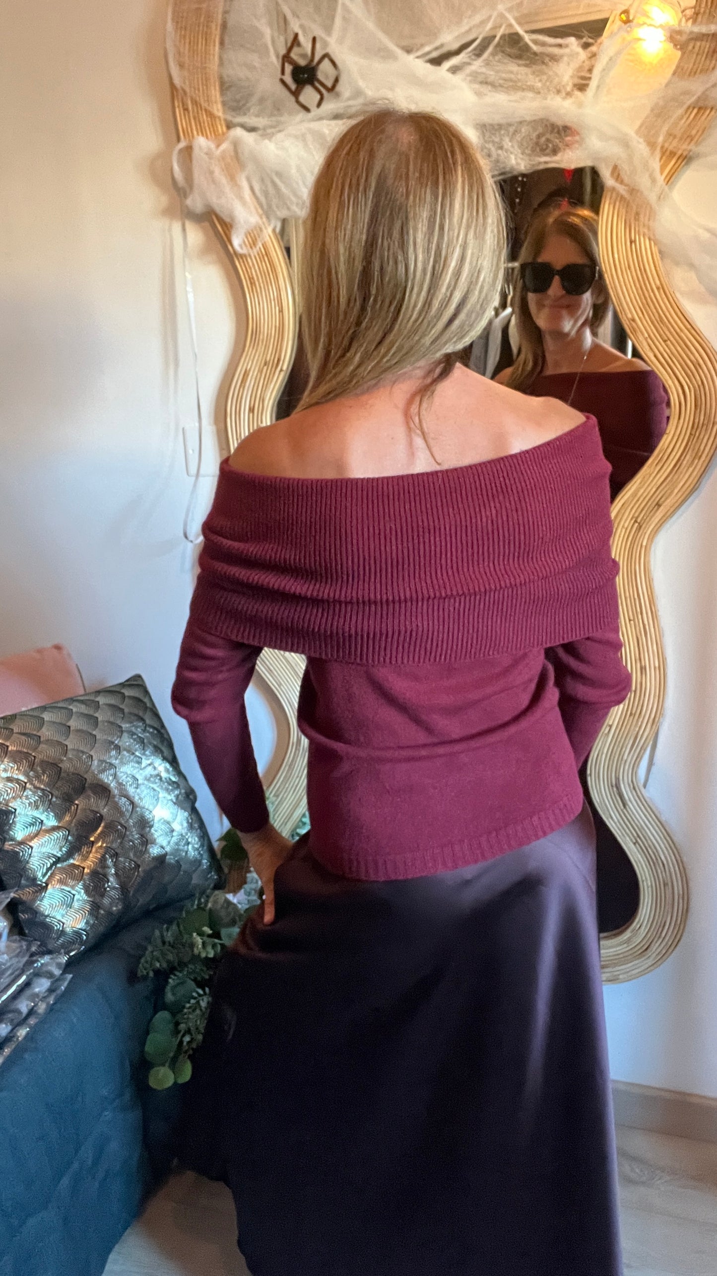 PULL BORDEAUX COL BARDOT