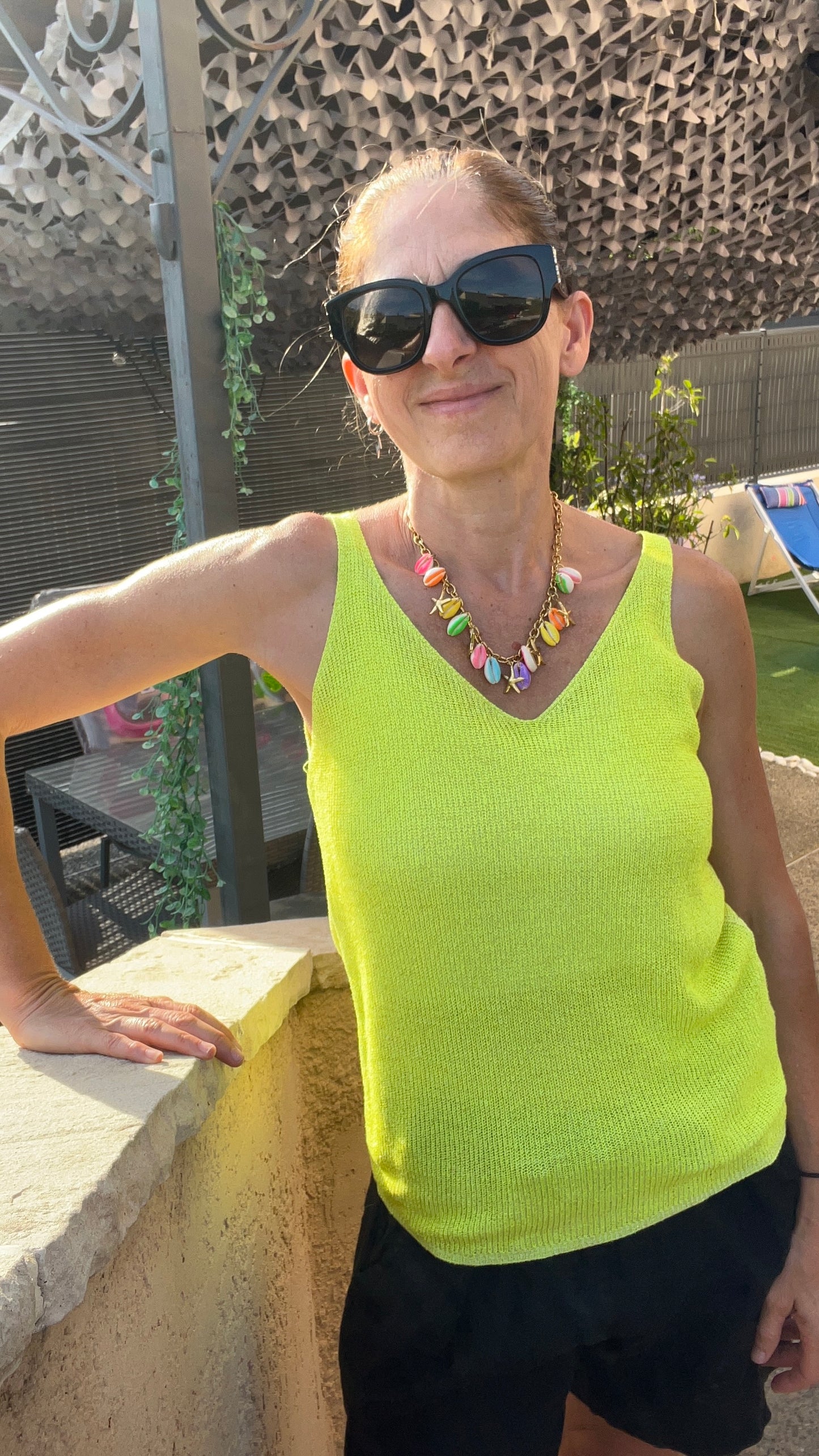 Débardeur pailleté jaune fluo "NEON"