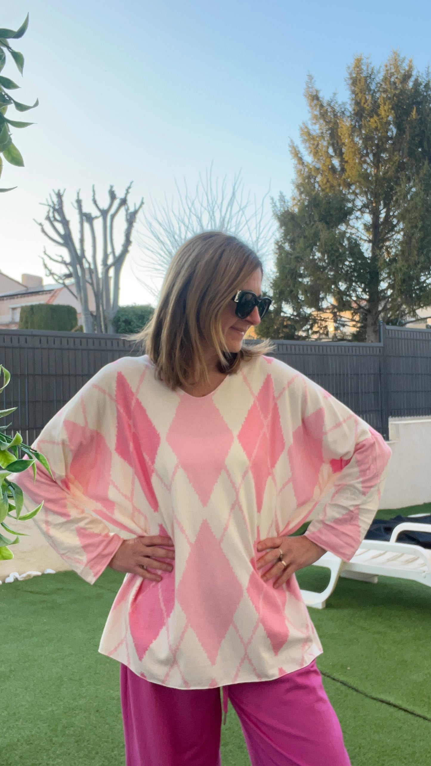 PULL TUNIQUE BLANC "JACQUARD"