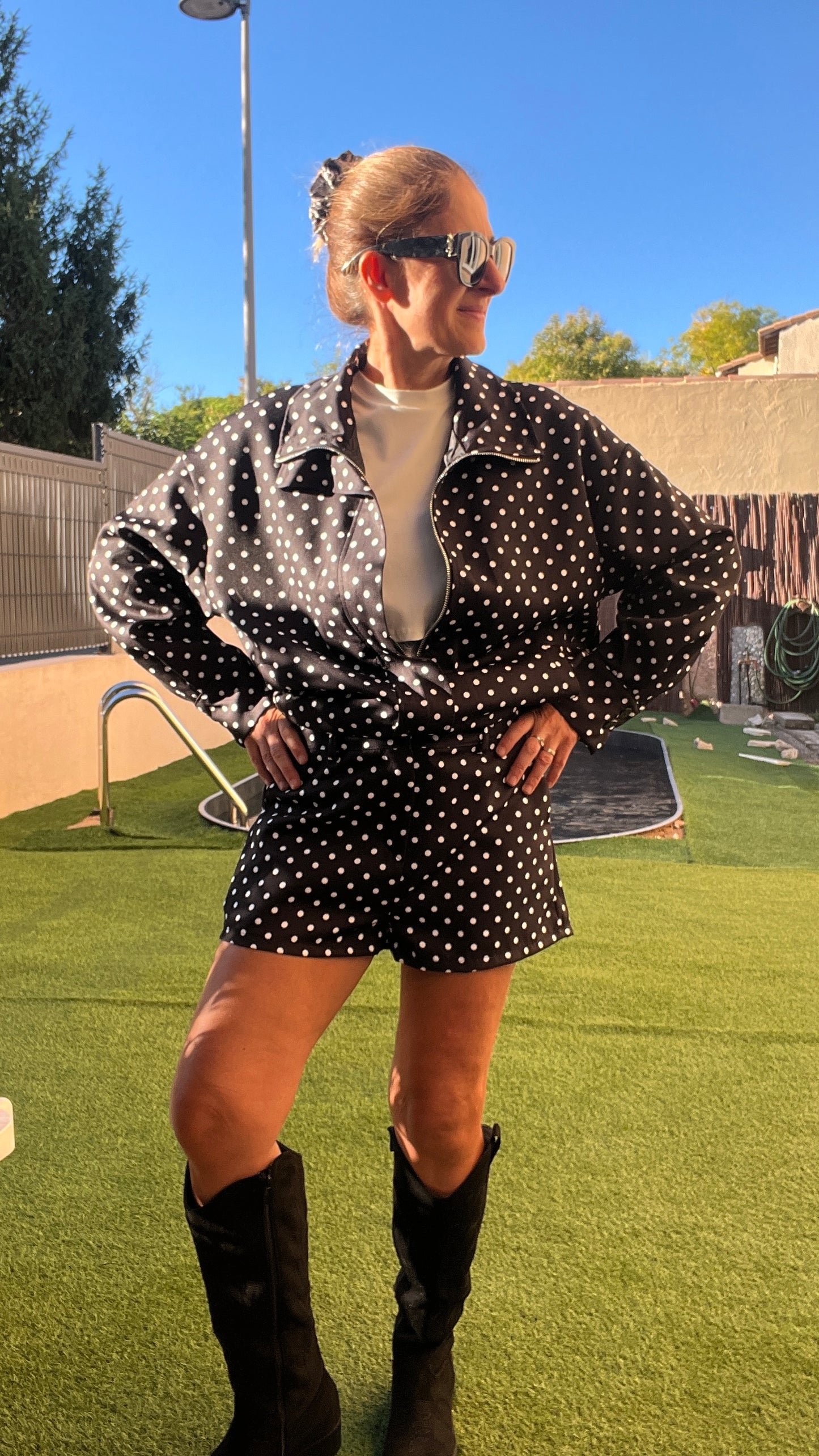 SHORT NOIR A POIS BLANC