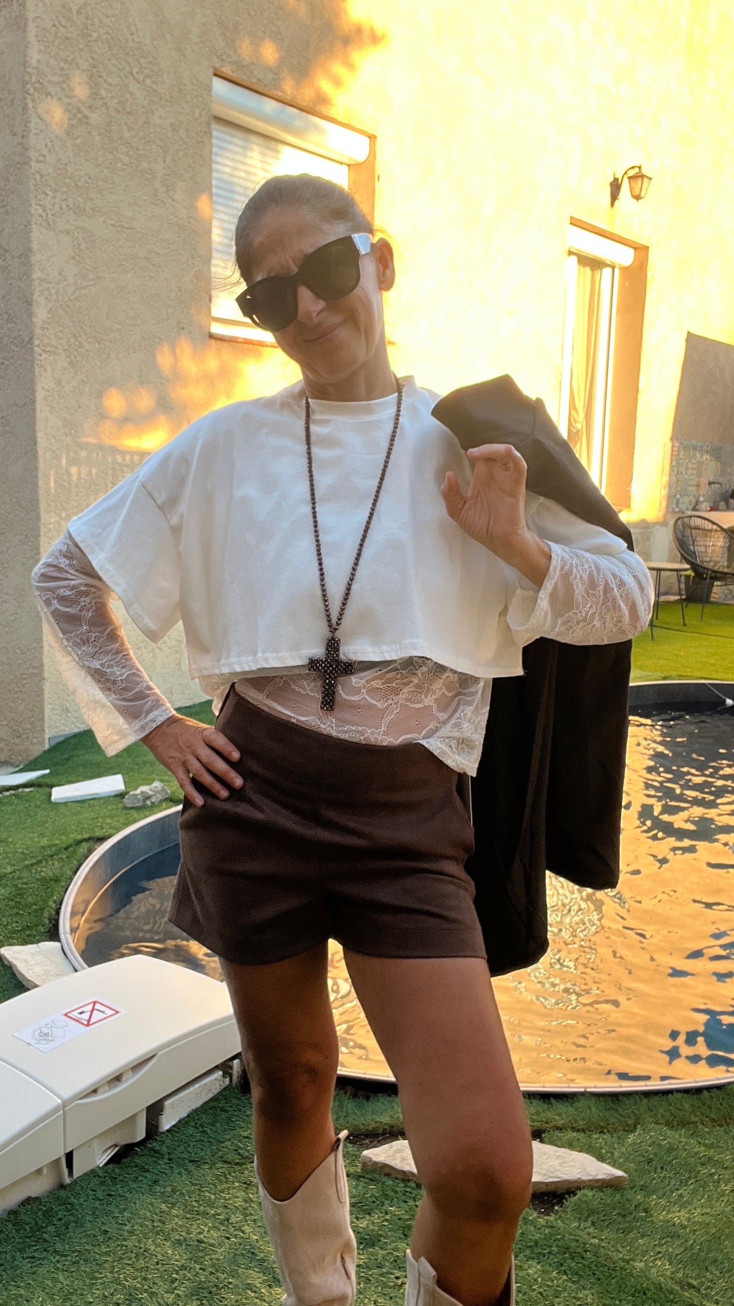 SHORT CHOCOLAT "SUEDINE"