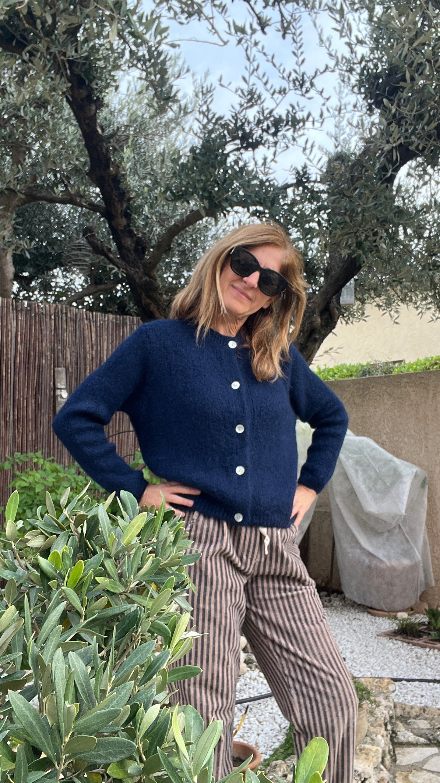 GILET BLEU MARINE MANCHES LONGUES "ANNA"