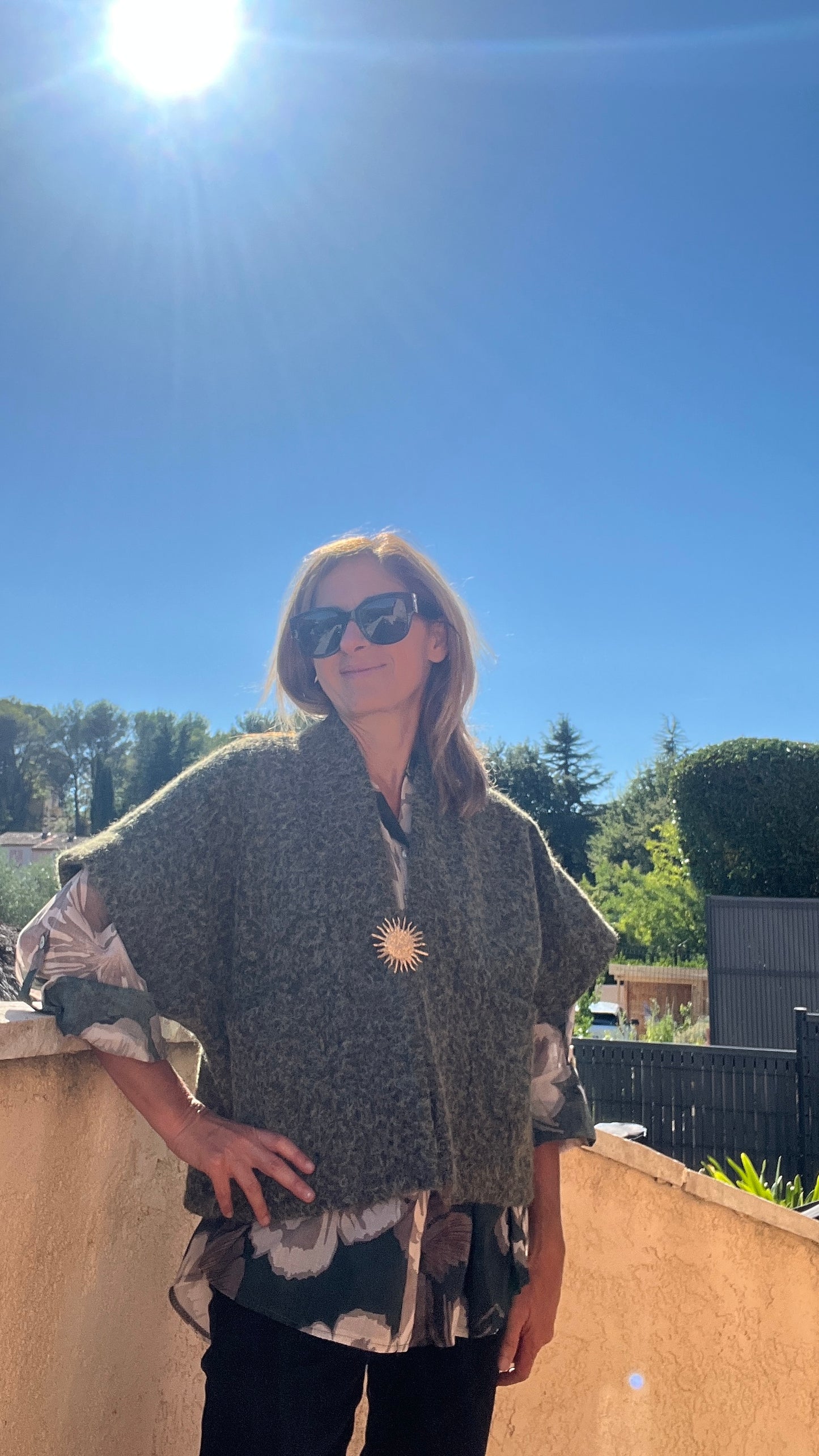 VESTE KAKI MANCHES COURTES "SOLEIL"