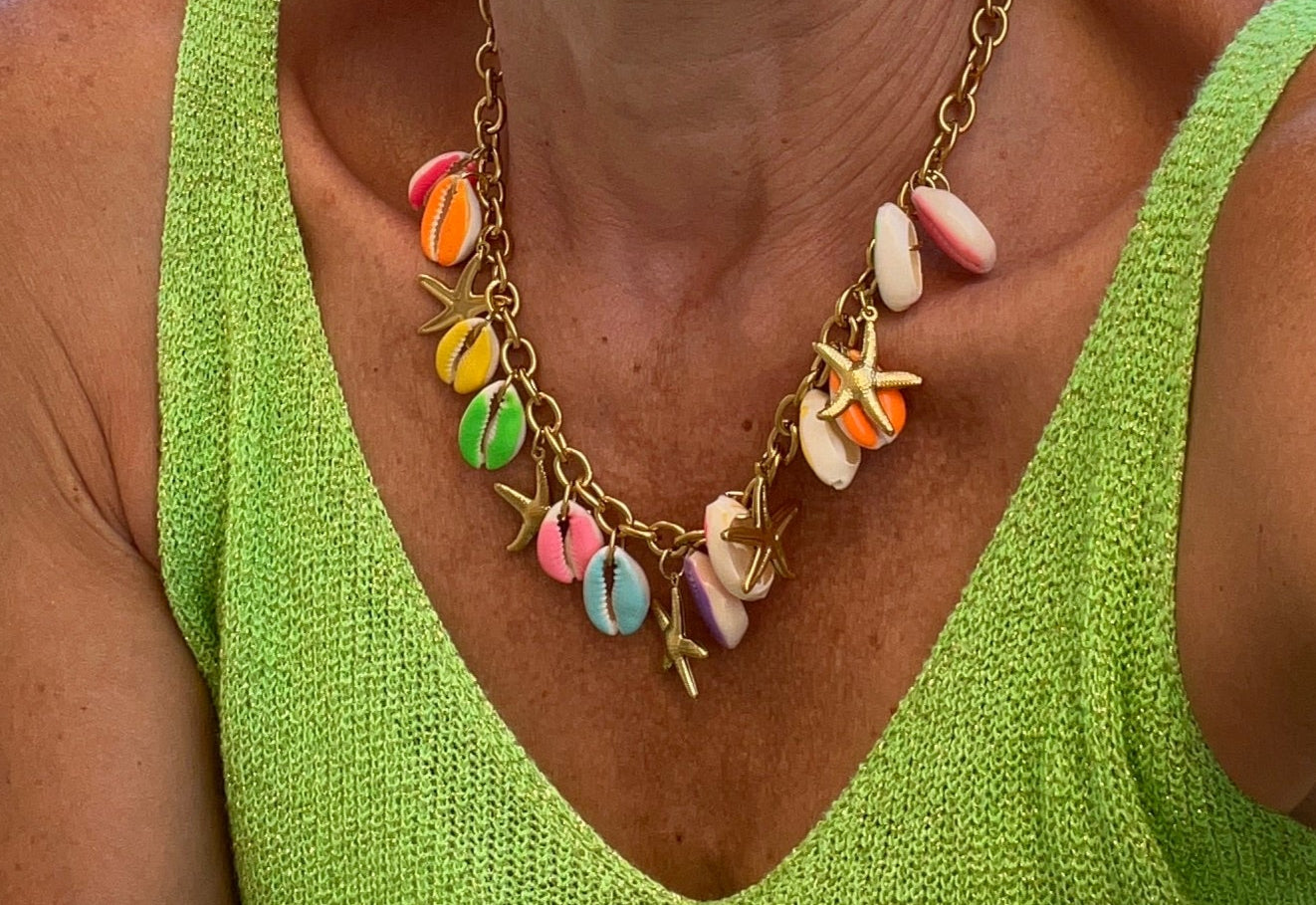 Collier coquillages multicolore