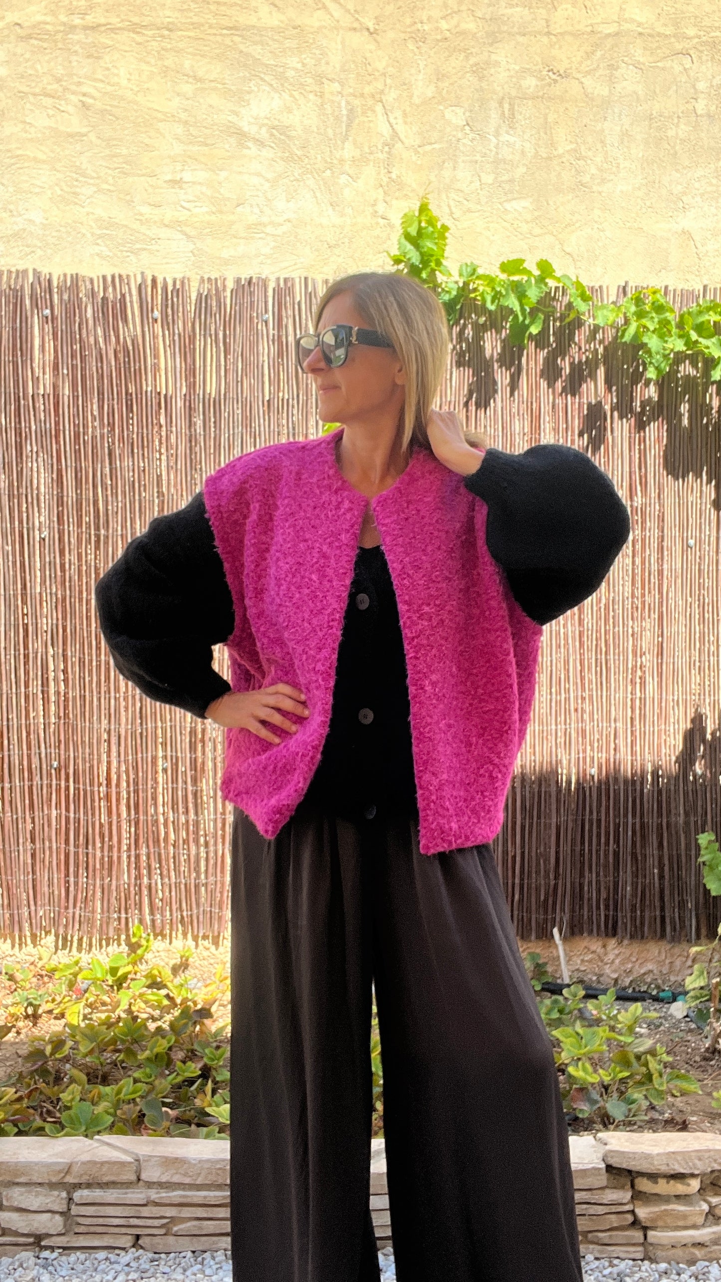 VESTE SANS MANCHES ROSE FUCHSIA « MARIE »
